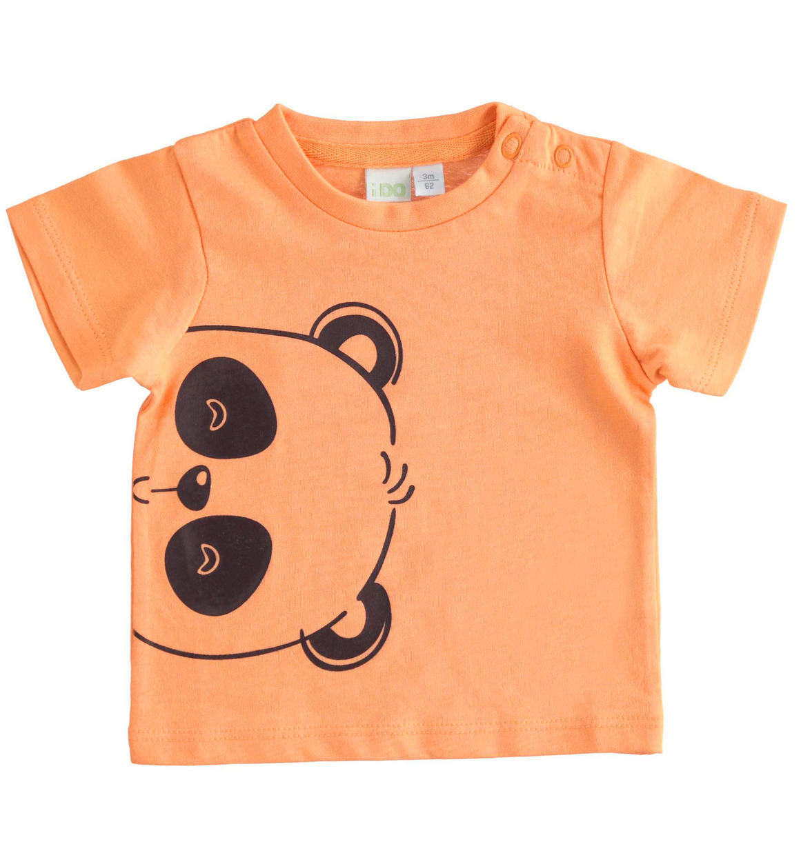 T-shirt neonato 100% cotone con panda ARANCIONE iDO