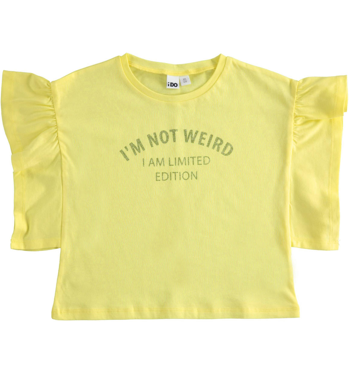 T-shirt bambina in 100% cotone con stampa GIALLO iDO