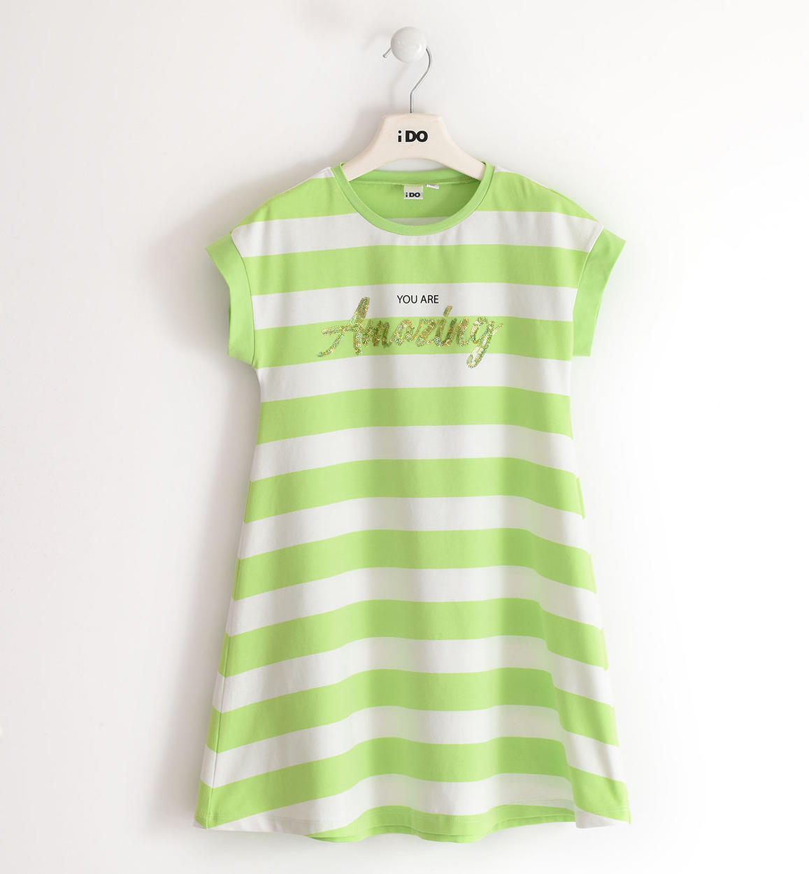 Abito bambina con paillettes multicolor VERDE iDO