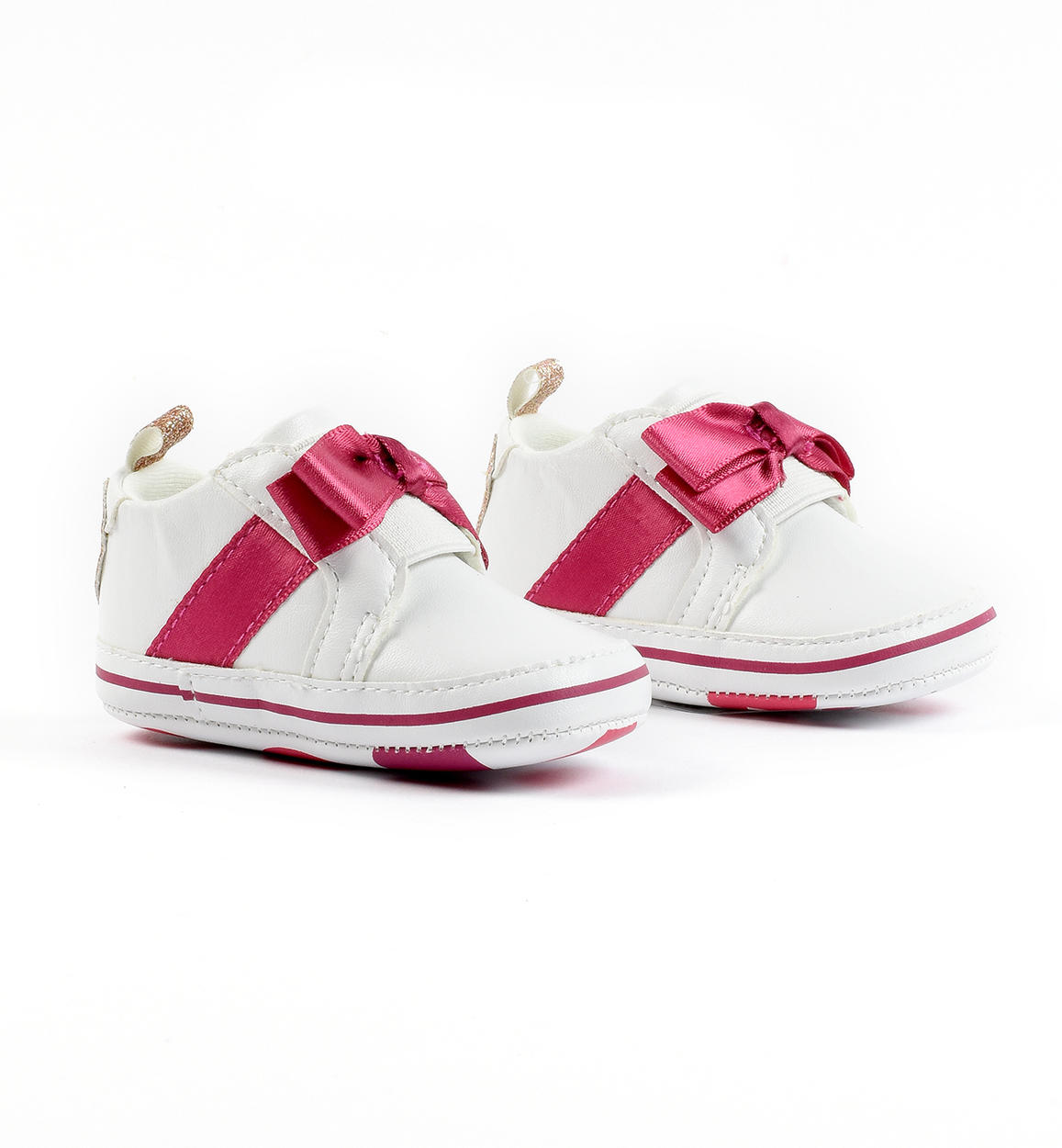Scarpine neonata modello sneakers con cuore glitter BIANCO iDO