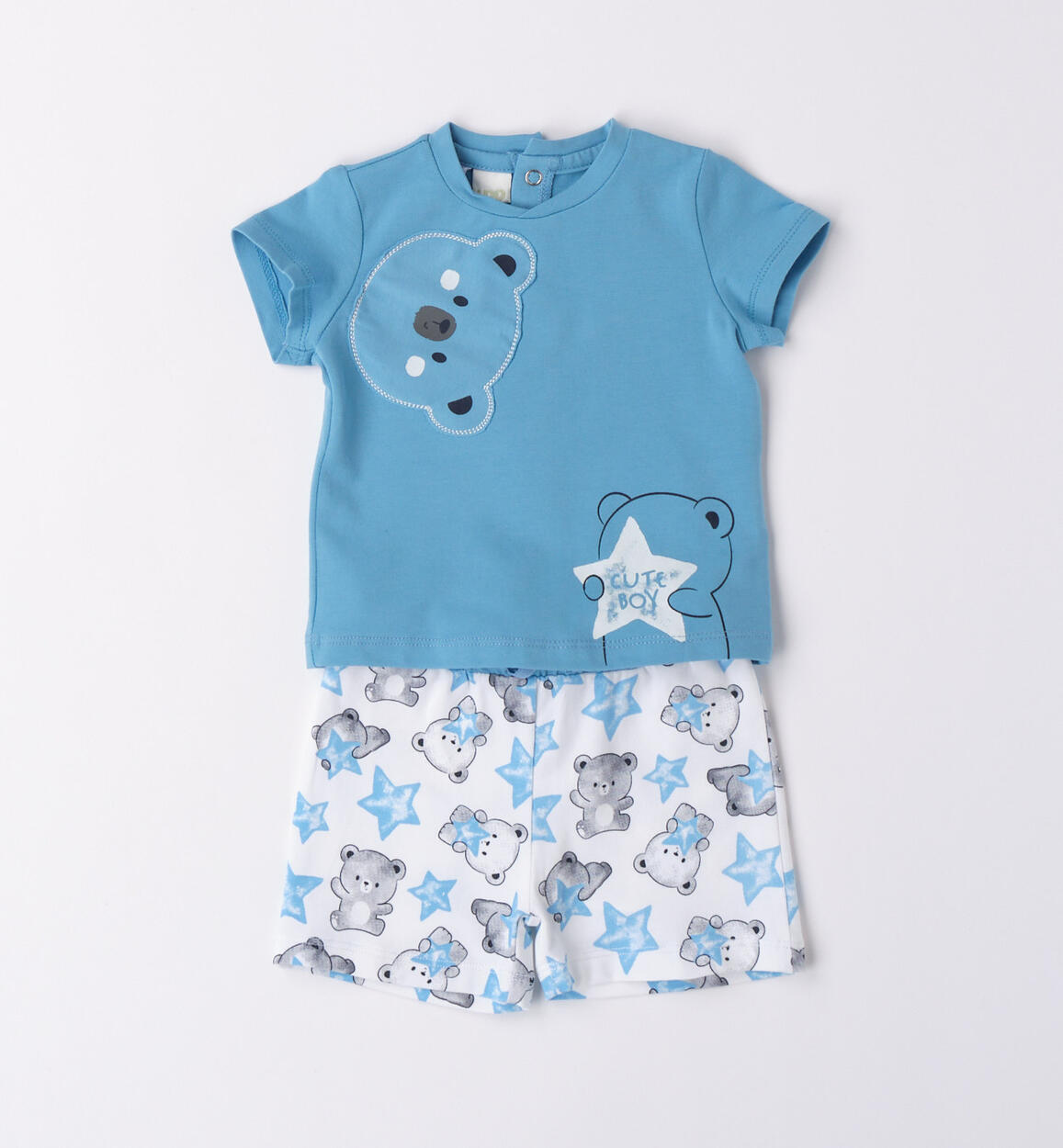 iDO short teddy bear outfit from 1 to 24 months AZZURRO-3712 - 0274607800