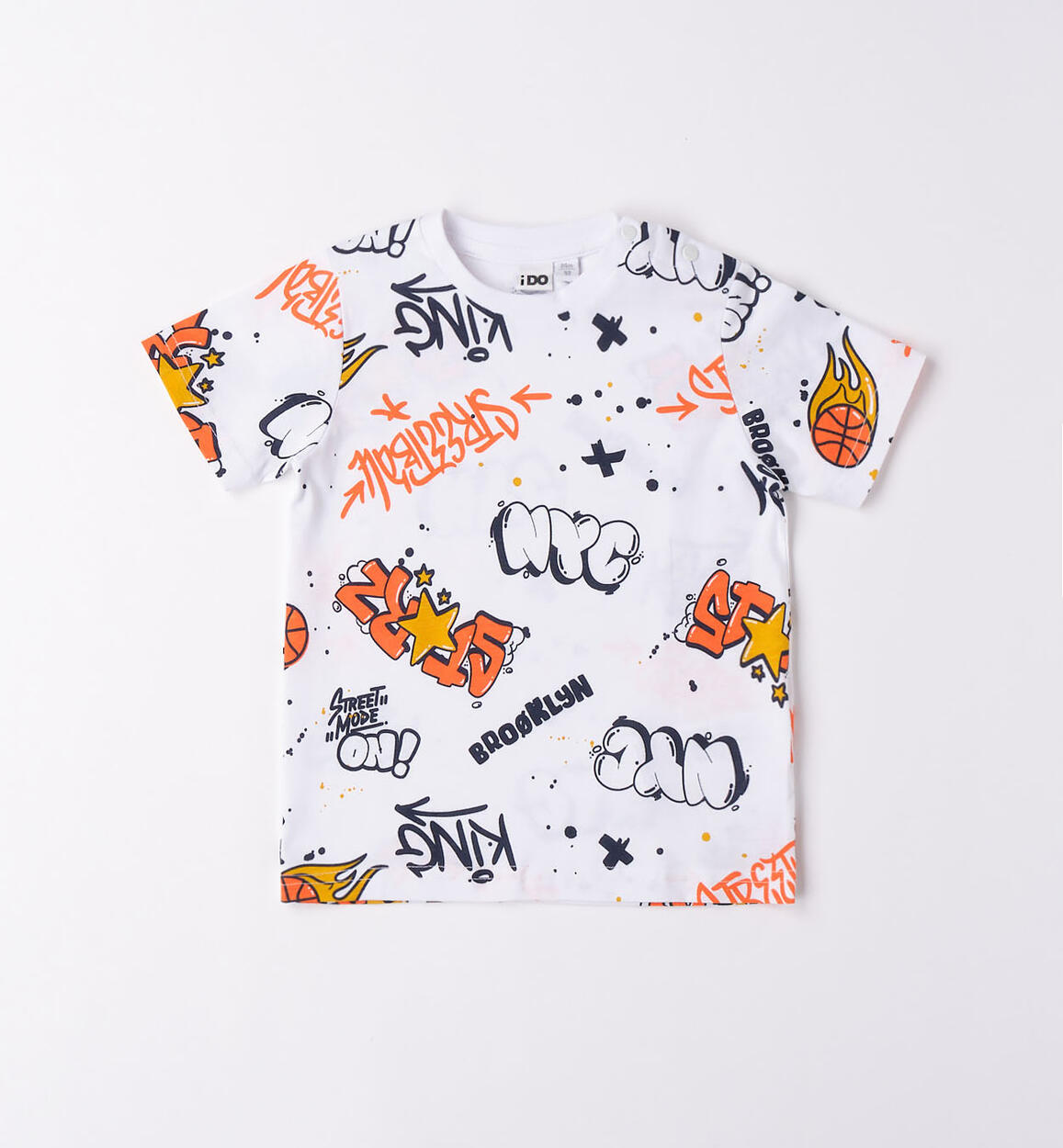 T-shirt bambino stampa colorata BIANCO iDO