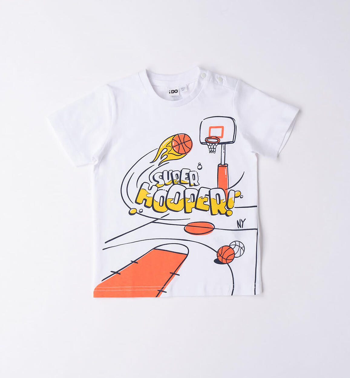 T-shirt bambino basket BIANCO iDO