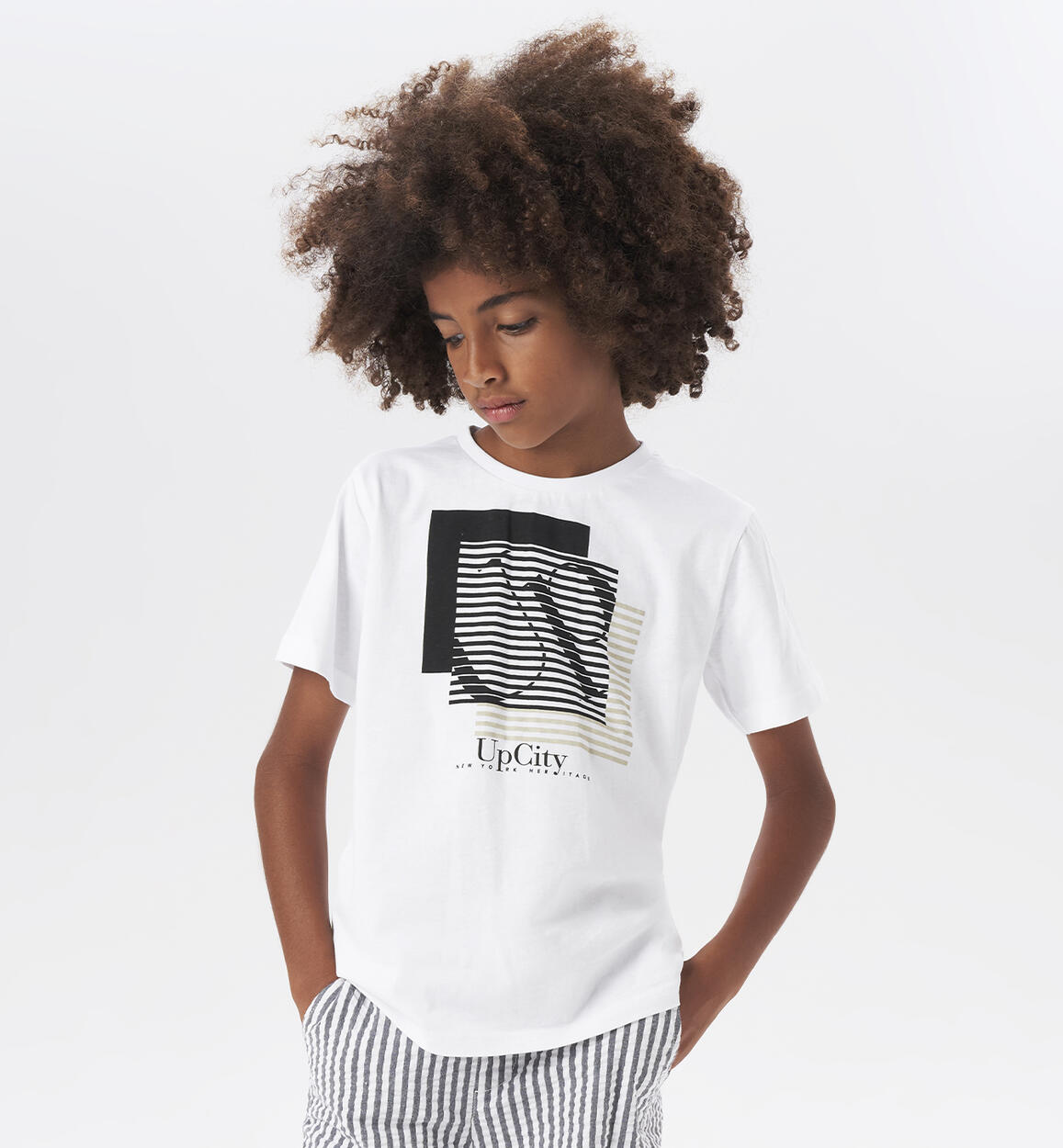 T-shirt 100% cotone per ragazzo BIANCO iDO