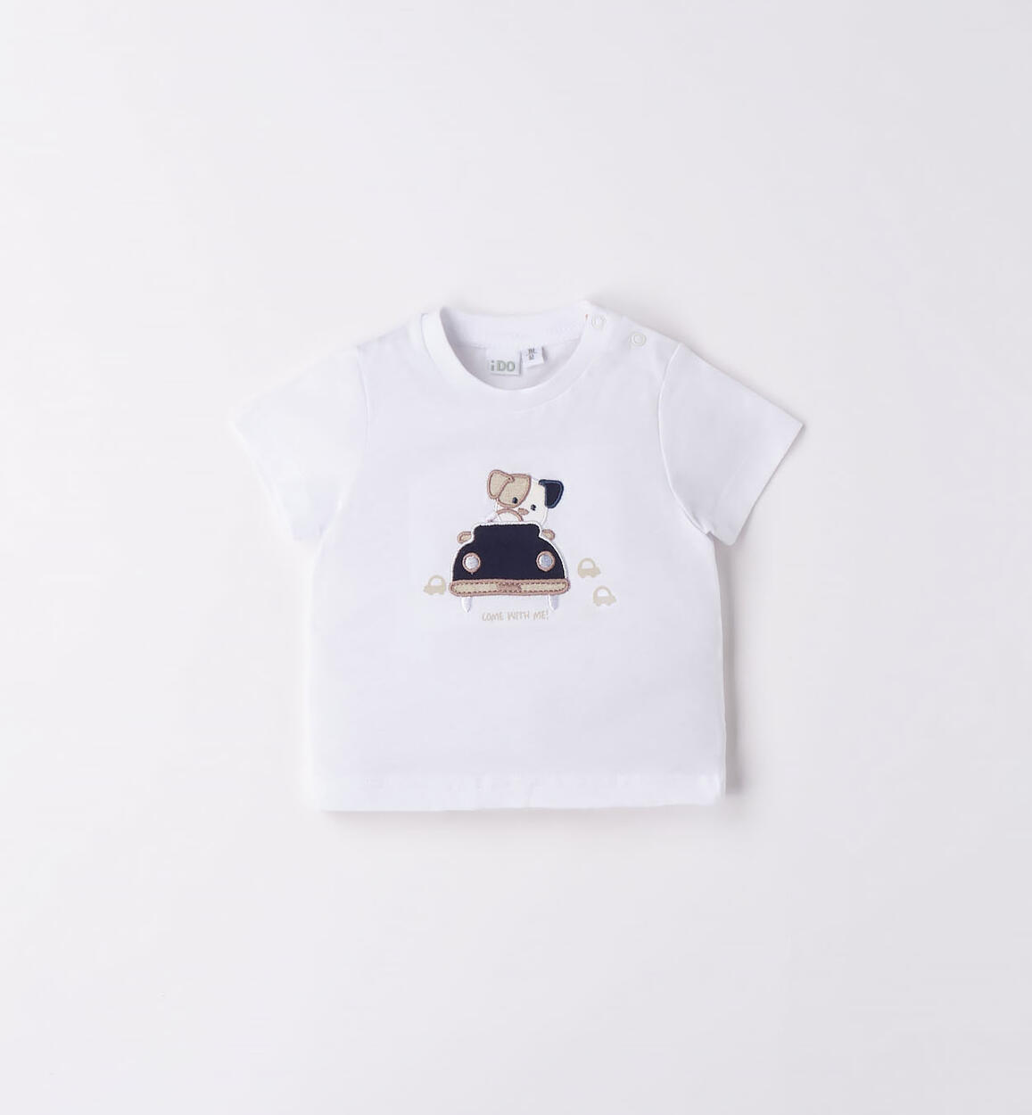 T-shirt neonato 100% cotone con animaletto BIANCO iDO