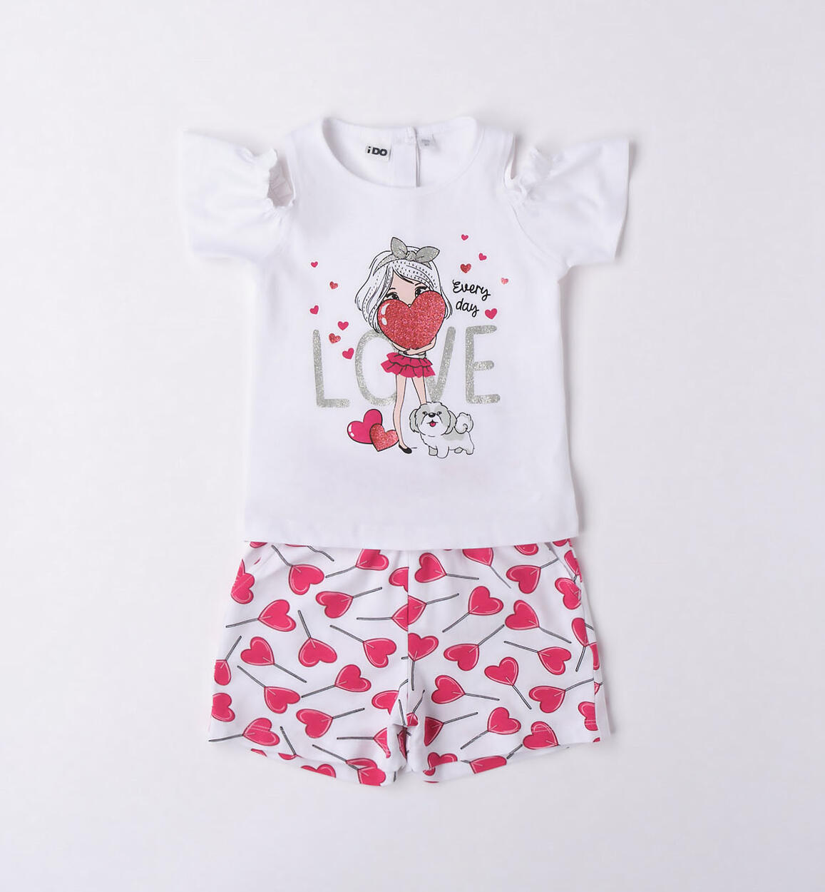 iDo completo bambina con borsetta bianco rosso main image 1