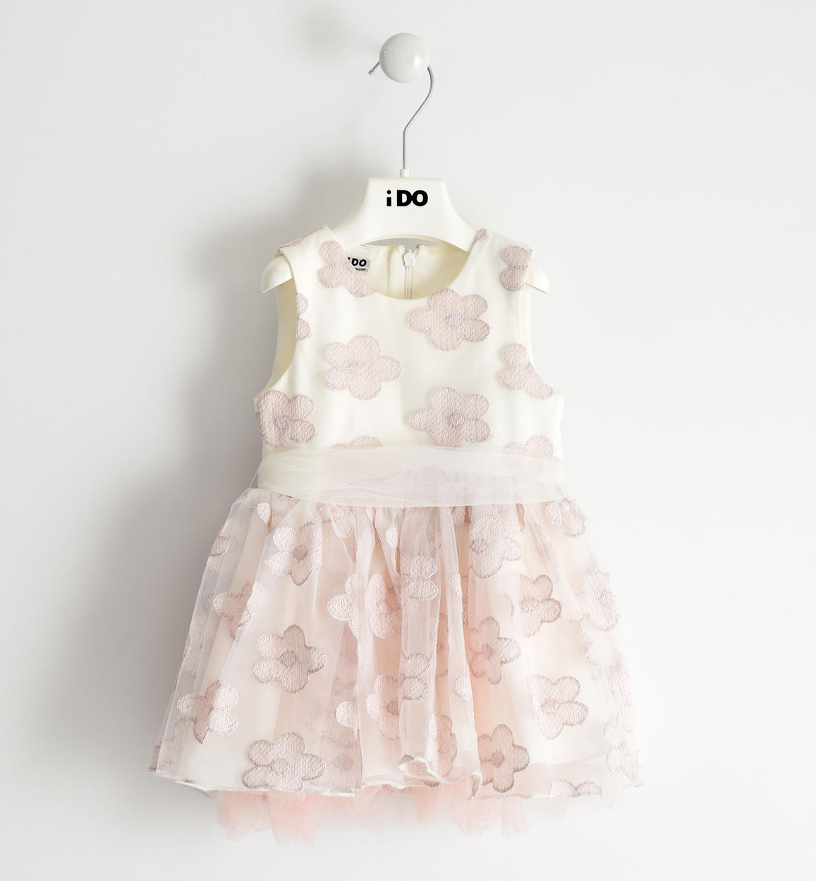 Importante abito in tulle ricamato con fiori per bambina da 6 mesi a 7 anni  iDO - Miniconf Shop