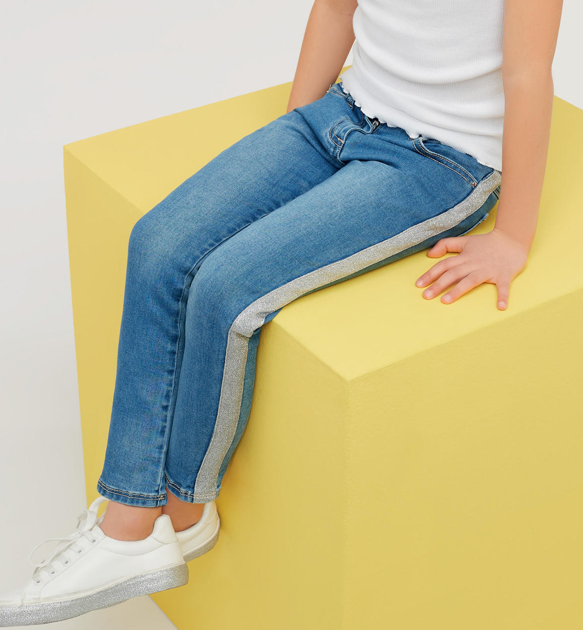 Pantalone in denim di cotone stretch per bambina da 6 a 16 anni iDO -  PANTALONI - 3-16 Anni - Bambina