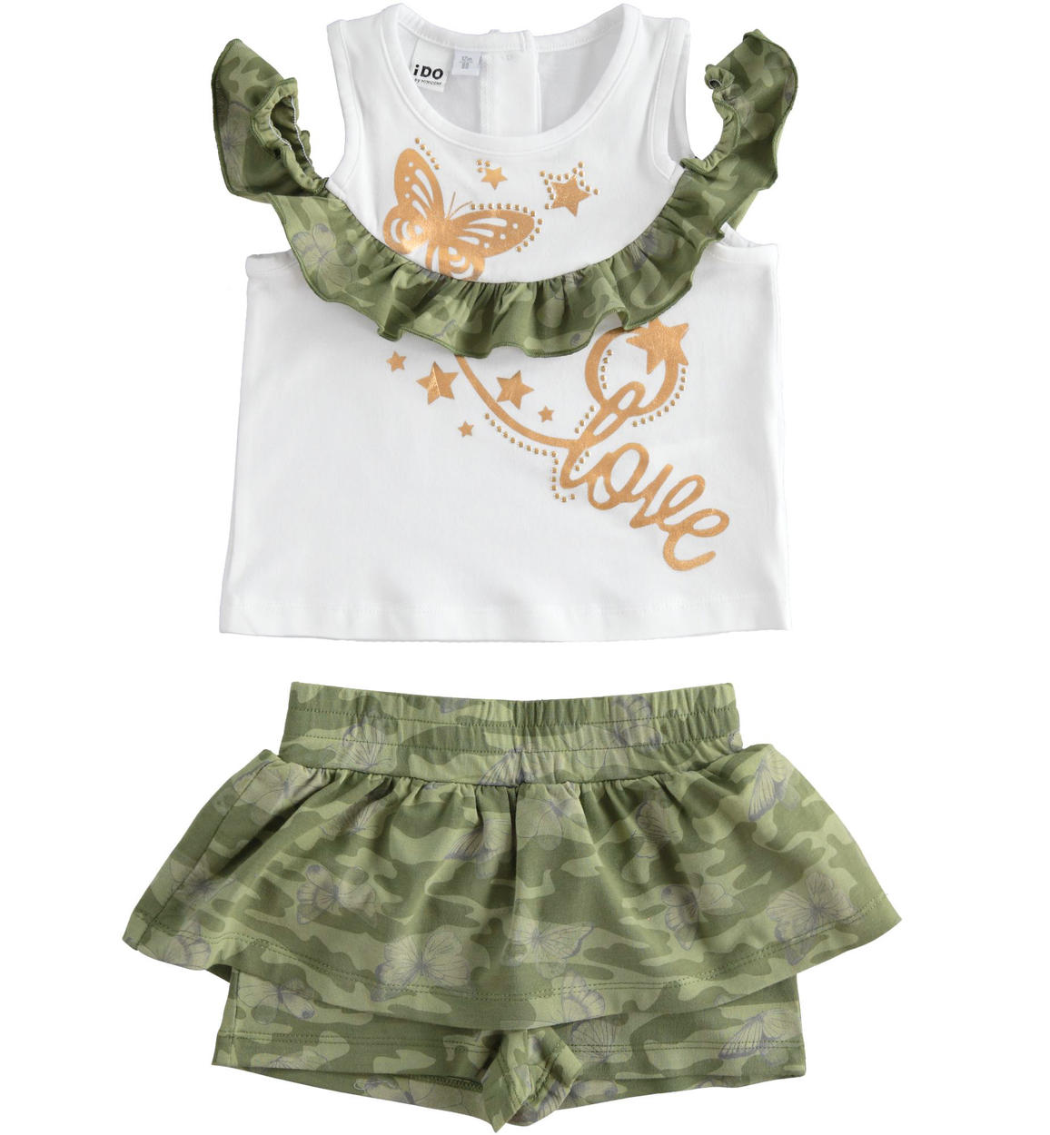 Completo t-shirt e gonna pantalone camouflage per bambina da 6 mesi a 7  anni iDO - Miniconf Shop