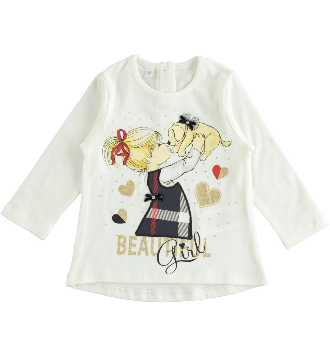 Maxi t-shirt con bambina e cagnolino per bambina da 6 mesi a 7 anni iDO -  MAGLIE - 0-18 Mesi - Bambina