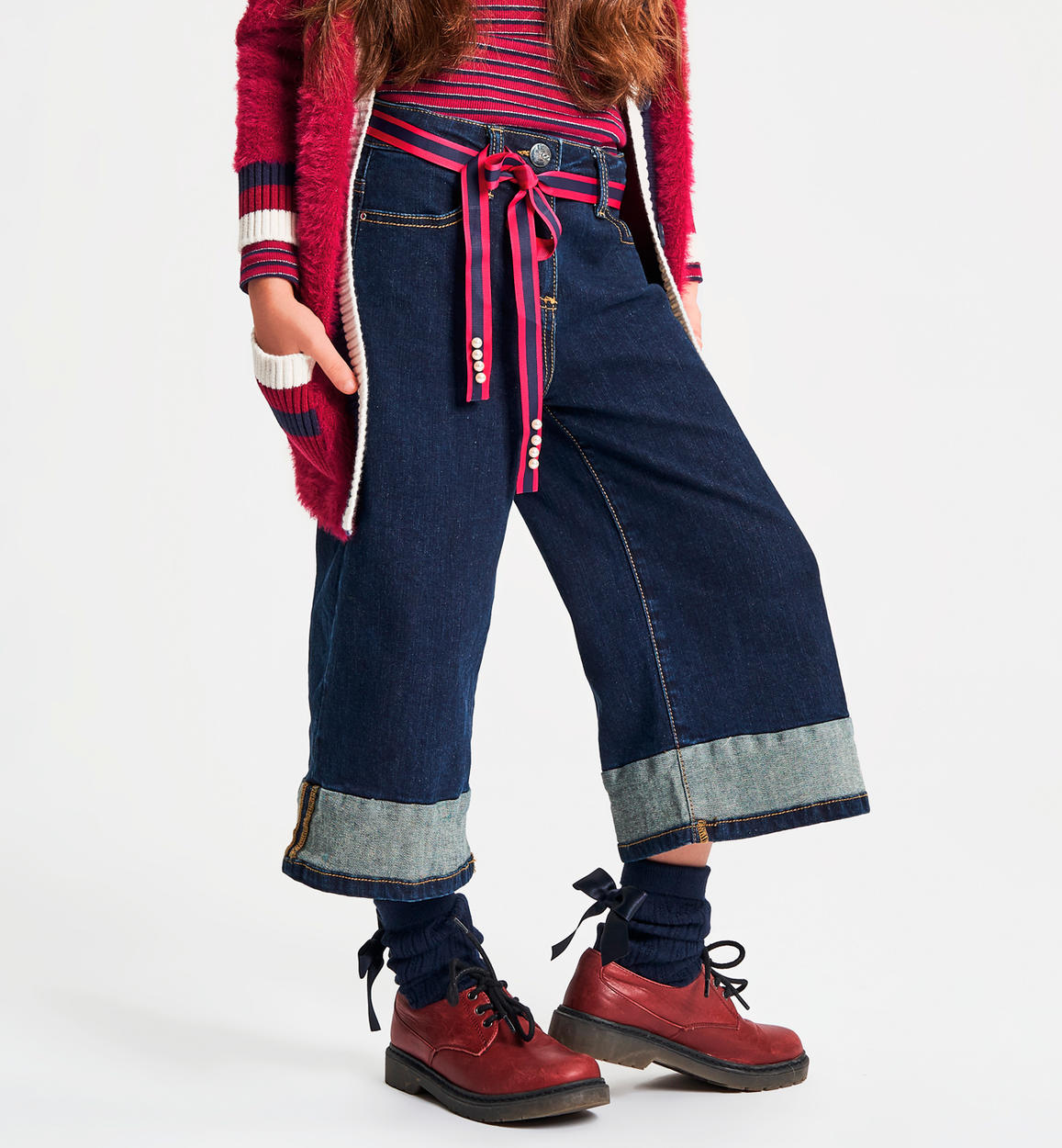 Pantalone denim modello palazzo per bambina da 6 a 16 anni iDO - Miniconf  Shop