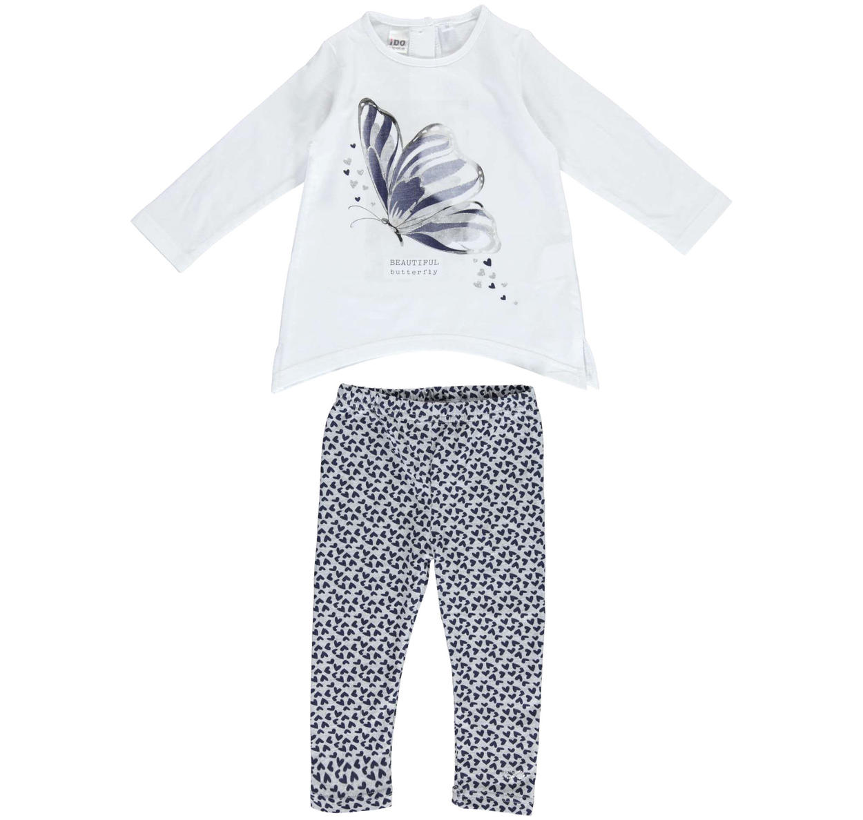 Completo maxi maglia con farfalla e leggings con cuori per bambina da 6  mesi a 7 anni iDO - Miniconf Shop