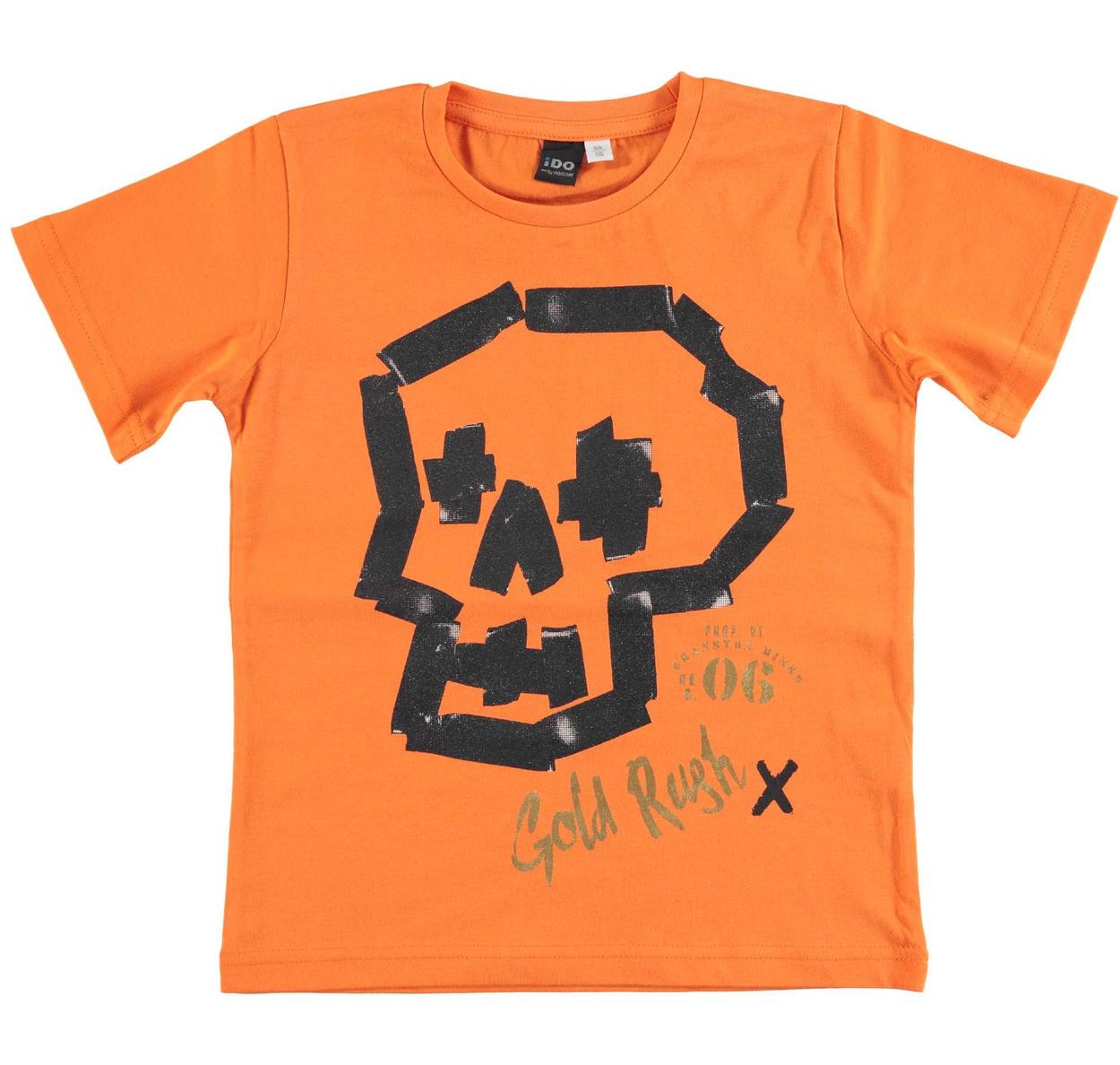 T shirt 100 cotone con teschio stilizzato per bambino da 6 a 16 anni iDO