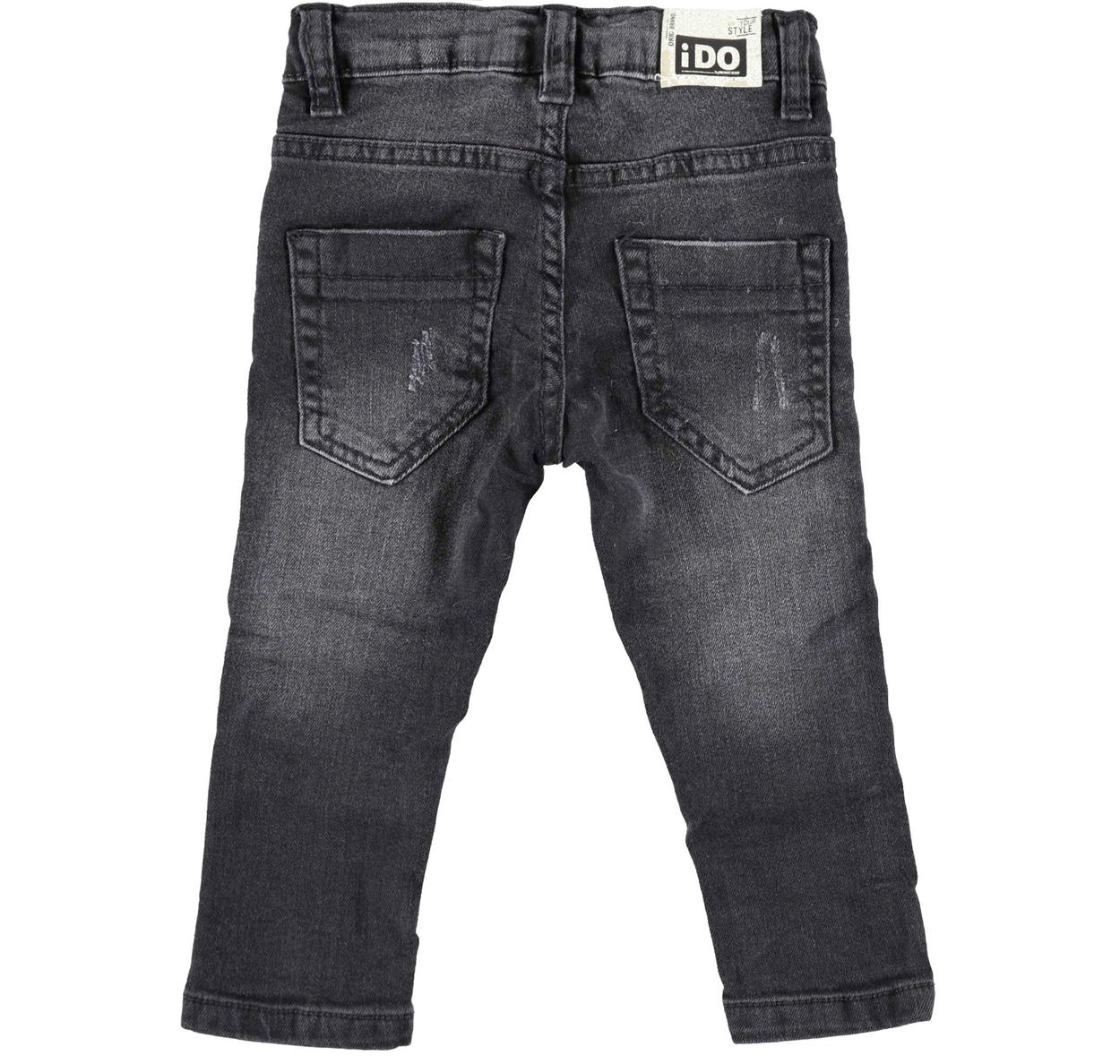 Jeans slim fit per bambino con moderni strappi rattoppati vestibilità