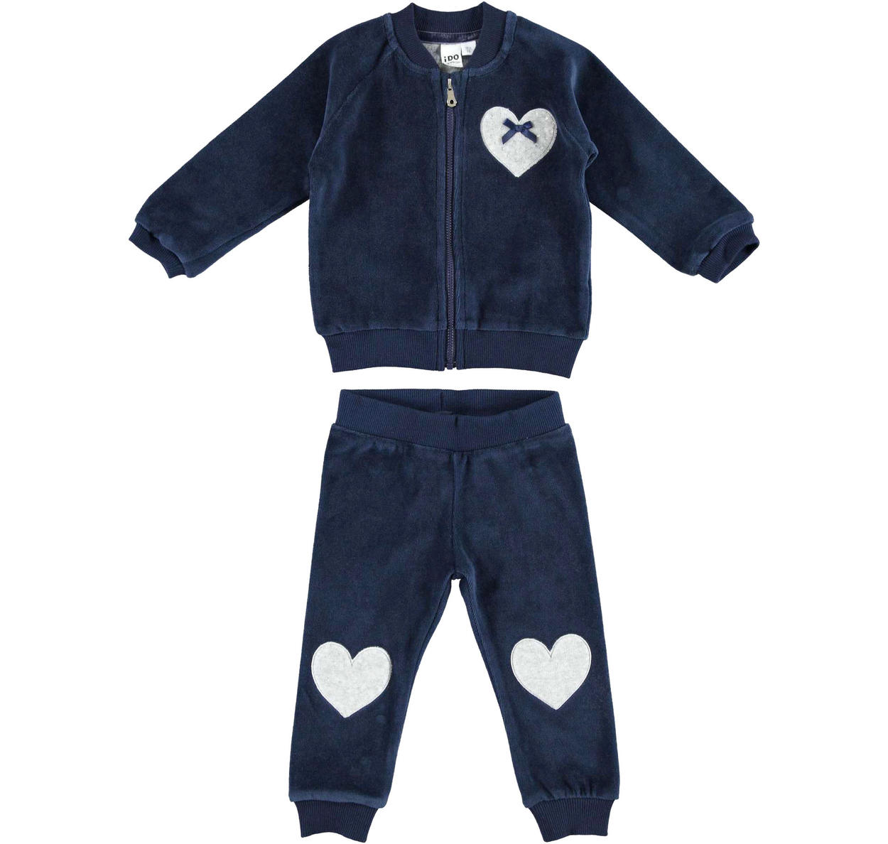 Tuta bambina in morbida ciniglia con pantalone con toppe a cuore  vestibilità da 6 mesi a 7 anni iDO - TUTE \u0026 COMPLETI - 6-36 Mesi - Bambina