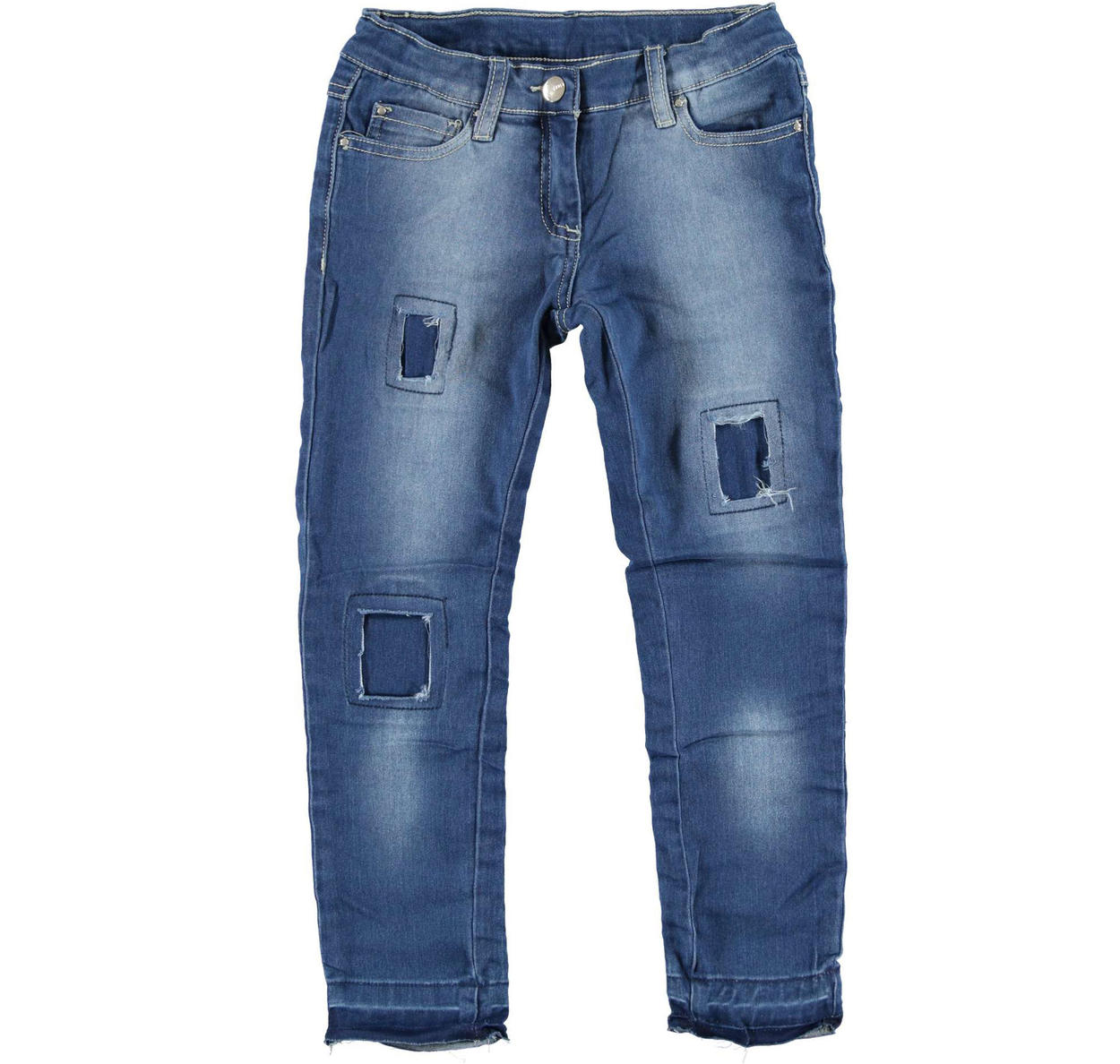 Jeans super slim delavato, strappato e rattoppato per bambina da 6 a 16  anni iDO - PANTALONI - 3-16 Anni - Bambina