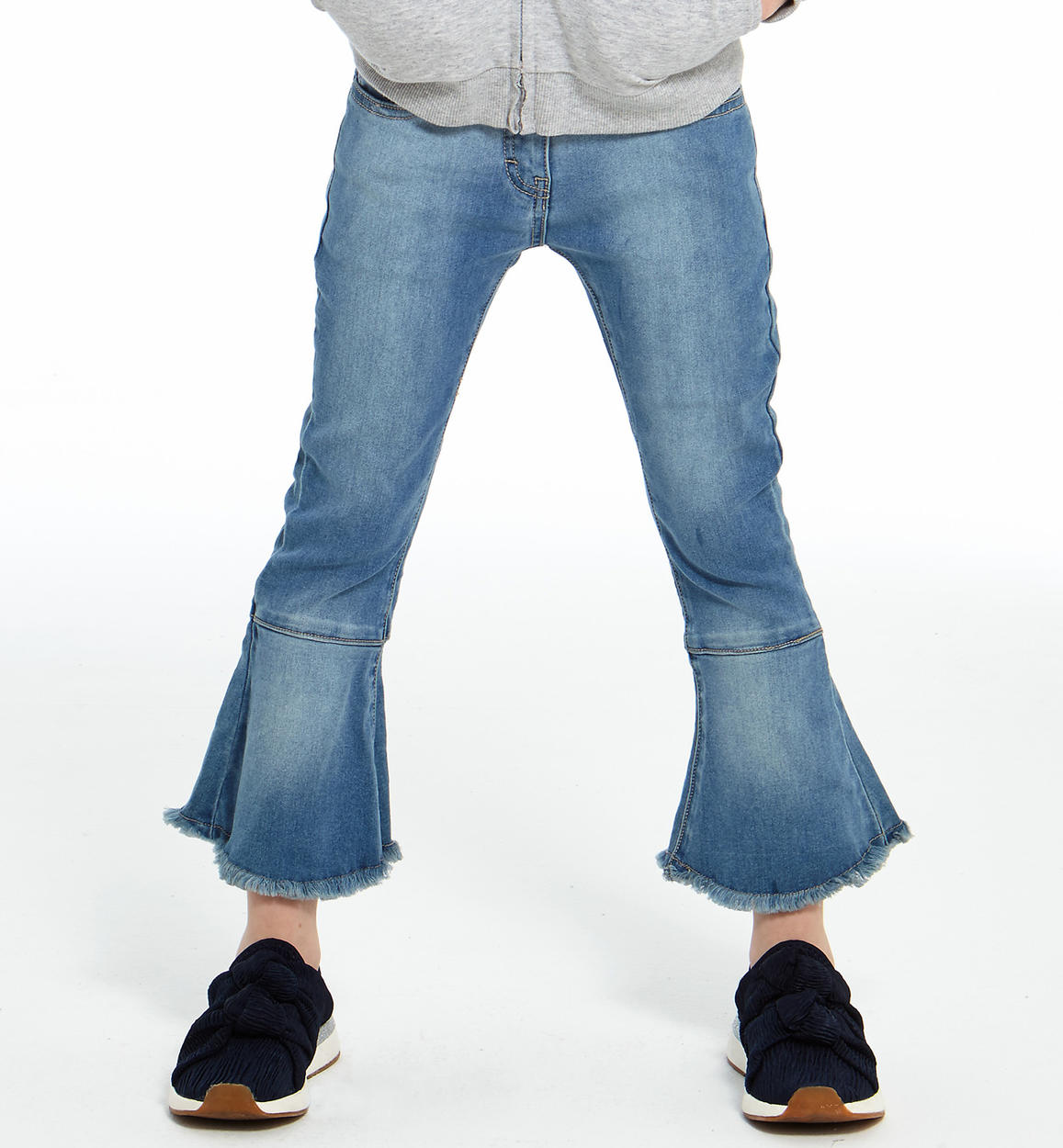 Pantalone in denim stretch con fondo gamba a campana per bambina da 6 a 16 anni iDO