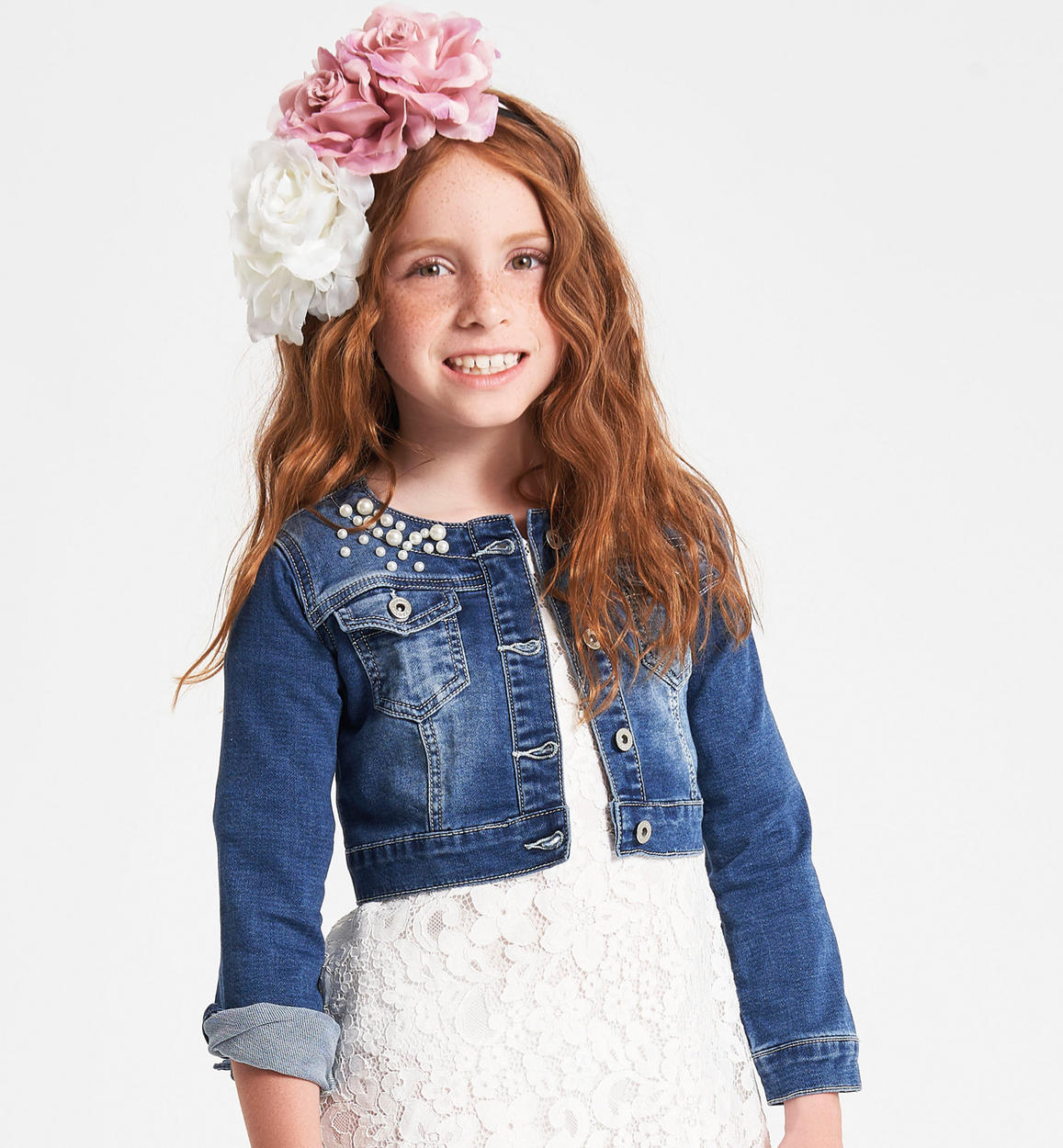 Giubbotto jeans on sale con perle