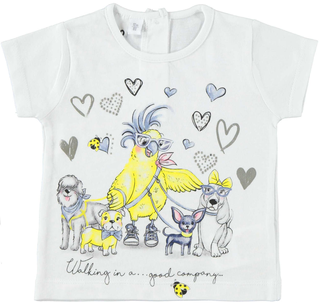 Graziosa t-shirt con dolci animali e glitter per bambina da 6 mesi a 7 anni  iDO - TUTE \u0026 COMPLETI - 0-18 Mesi - Bambina