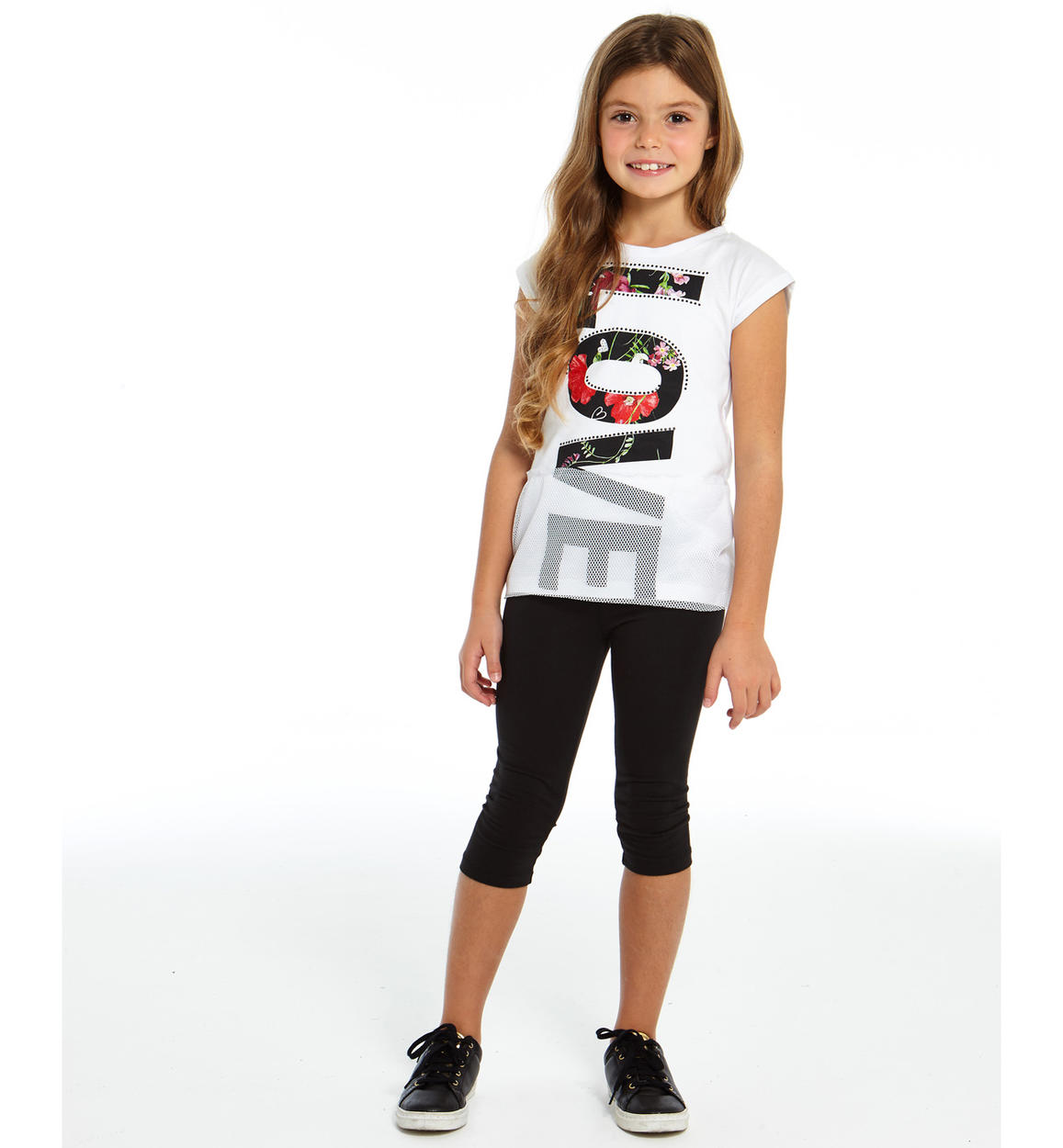 Completo in cotone maxi t shirt love e leggings per bambina da 6 a 16 anni iDO