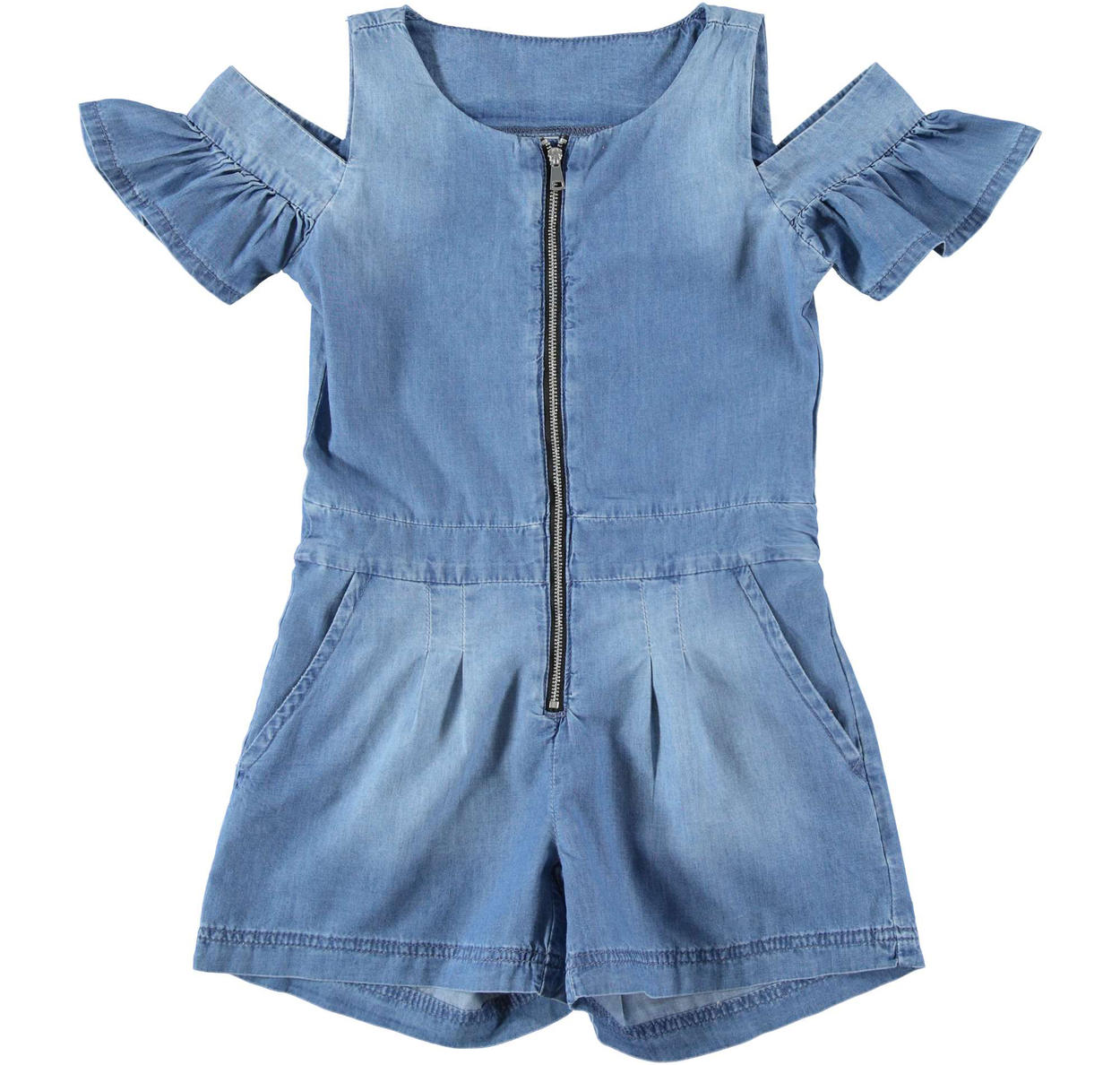 Particolare salopette corta 100% cotone effetto denim per bambina da 6 a 16  anni iDO - TUTE \u0026 COMPLETI - 3-16 Anni - Bambina