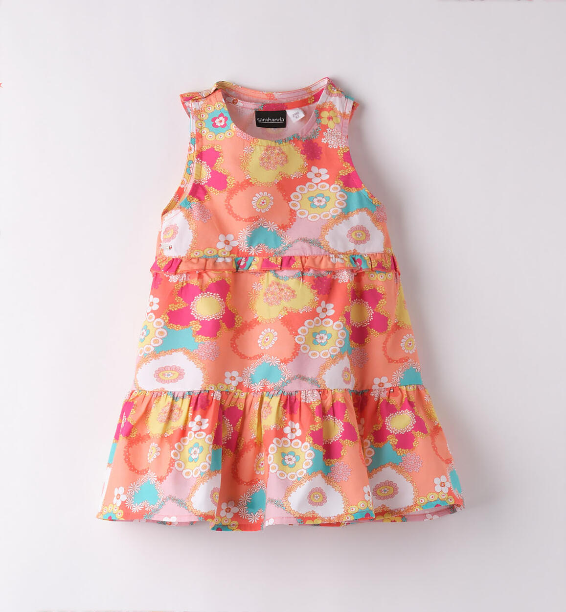 Abito a fiori per bambina 100% cotone BIANCO Sarabanda