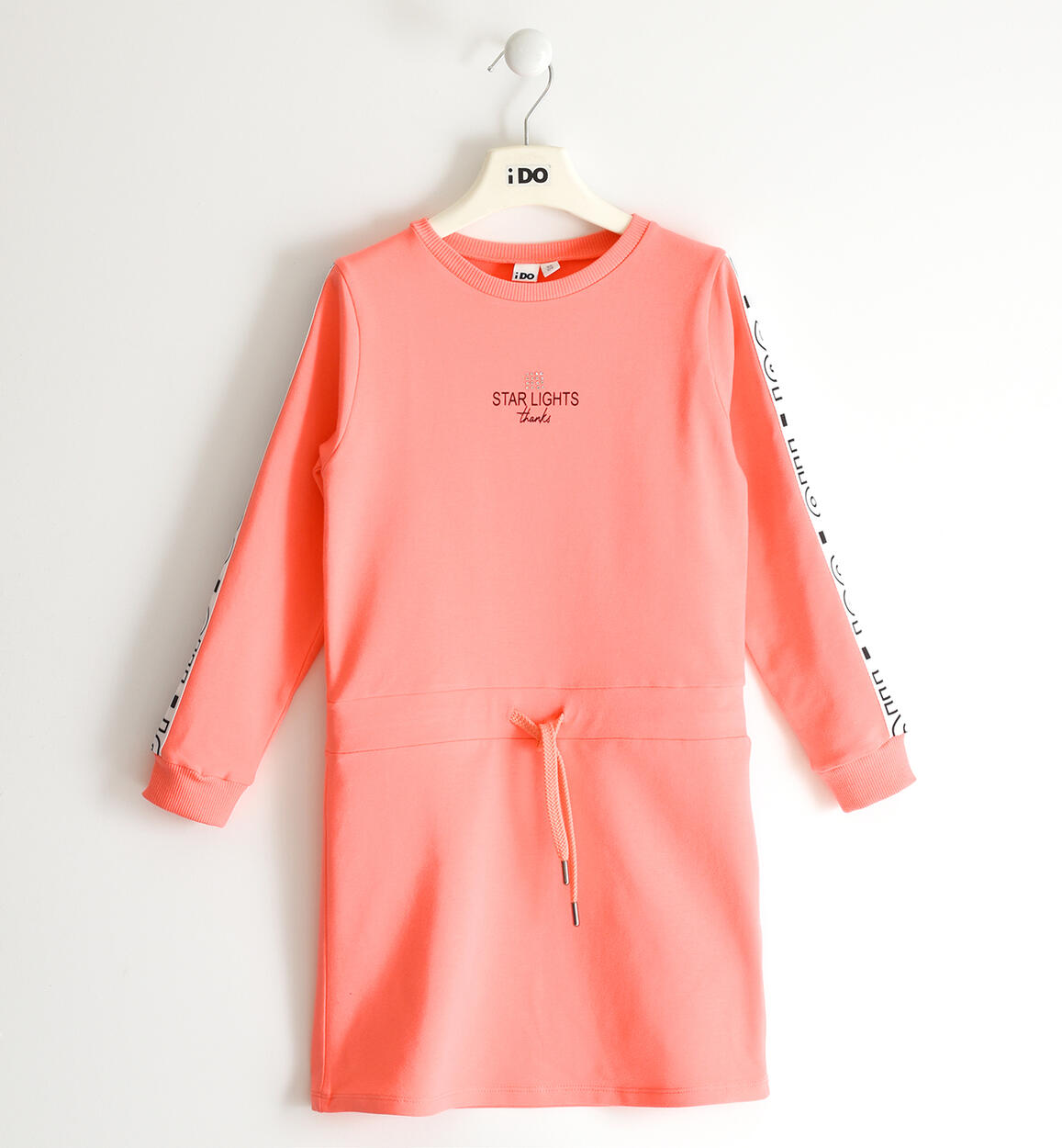 Abito a manica lunga bambina in felpa di cotone ROSSO iDO