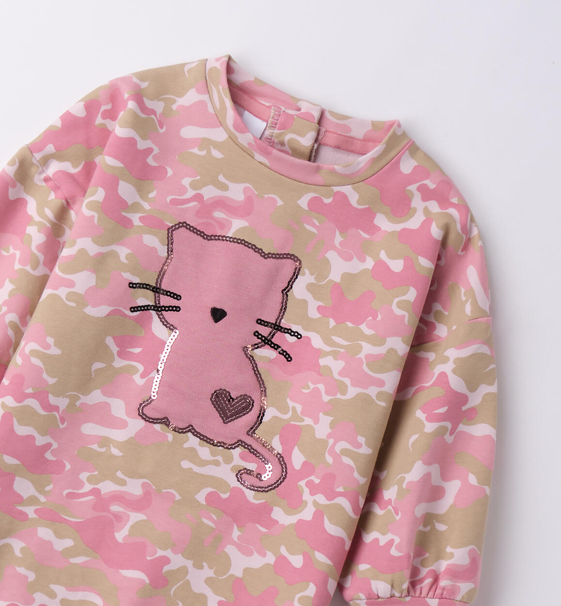 Abito bambina con gatto BEIGE-ROSA-6BSH - 1444F37000