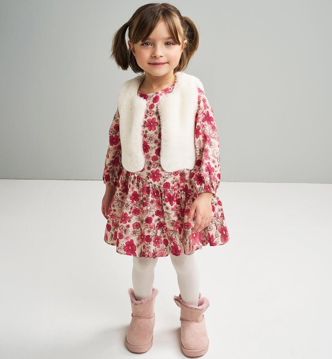 Abito bambina con gilet ROSSO Sarabanda