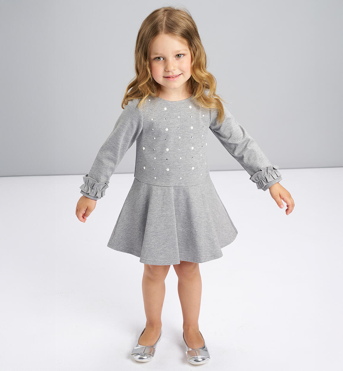 Abito bambina con perle GRIGIO iDO