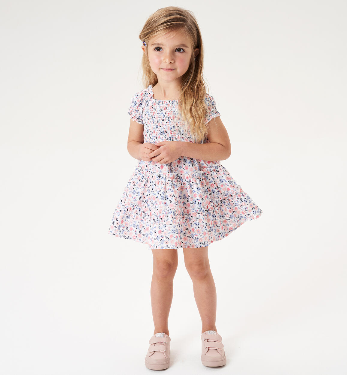 iDO dress with small flowers for girls from 9 months to 8 years WHITE iDO