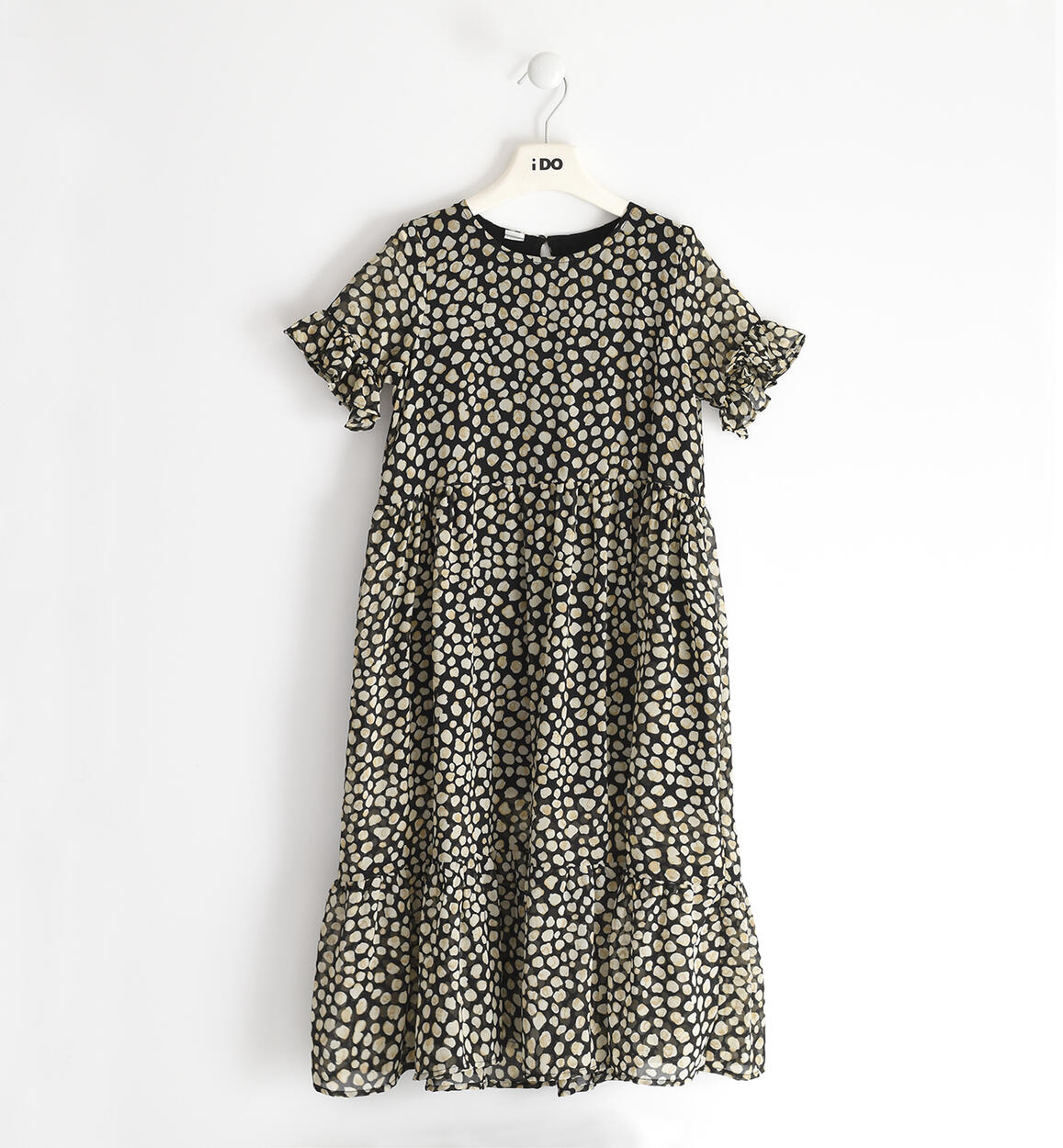 Abito bambina in chiffon fantasia animalier NERO iDO