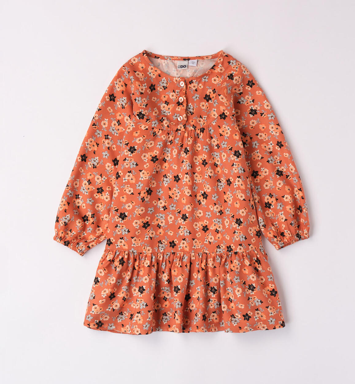 iDO dress with small flowers for girls from 9 months to 8 years ORANGE iDO