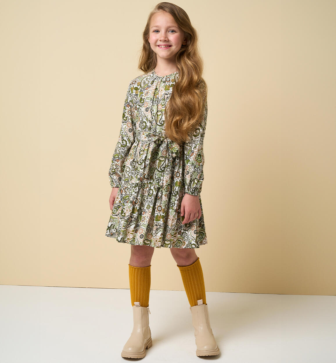 Abito ragazza fantasia allover VERDE iDO