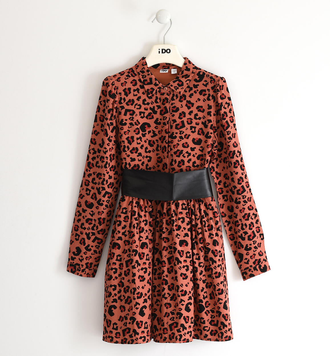 Animal print pattern girl dress from 8 to 16 years old iDO BROWN iDO