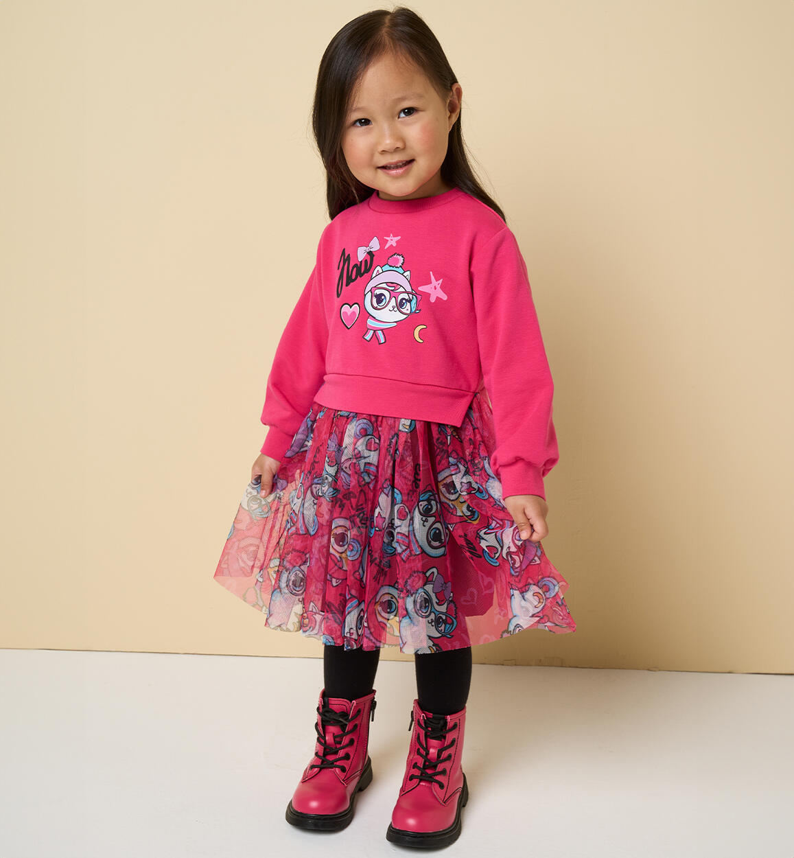 Abito unicorno bambina FUCSIA iDO