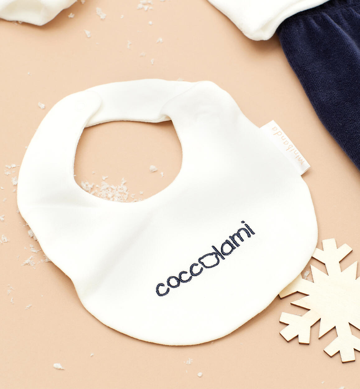 Minibanda embroidered new-born bib from 0 to 24 months CREAM Minibanda