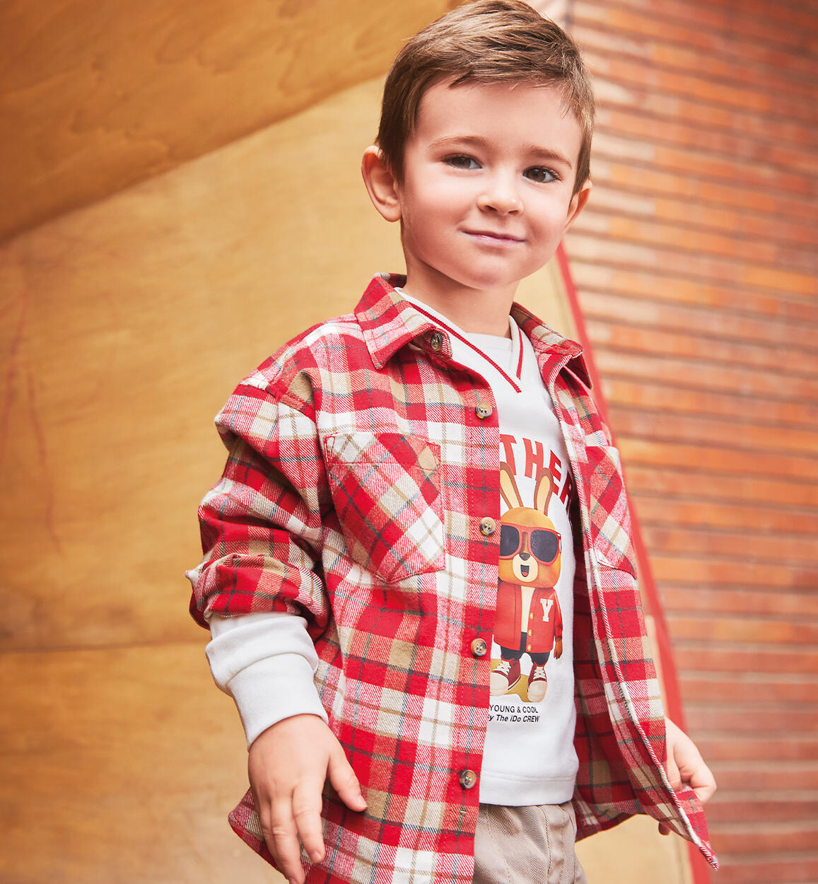 Camicia a quadri bambino ROSSO iDO