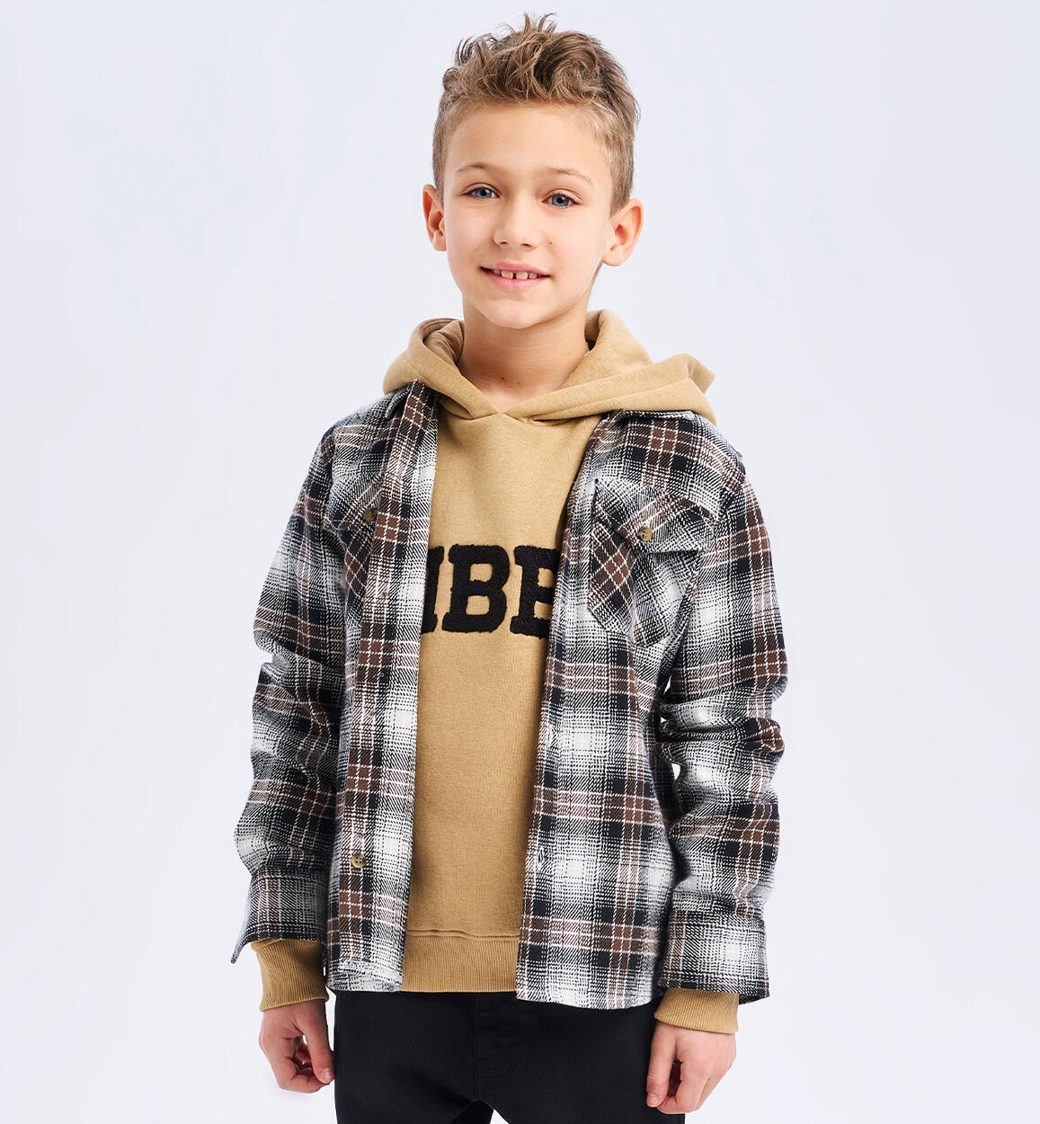 Camicia a quadri per ragazzo MARRONE iDO
