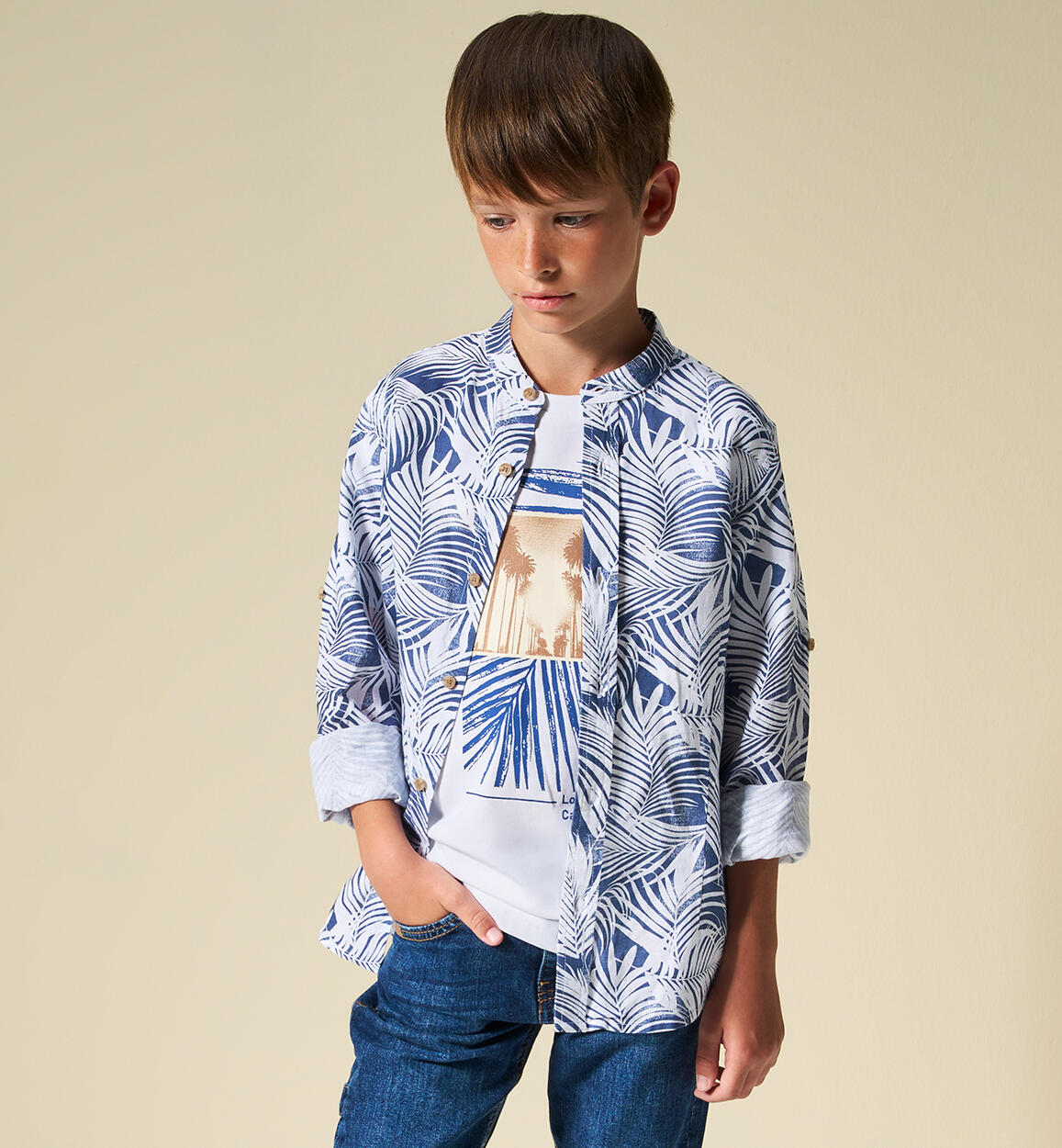 Camicia alla coreana ragazzo BLU Sarabanda
