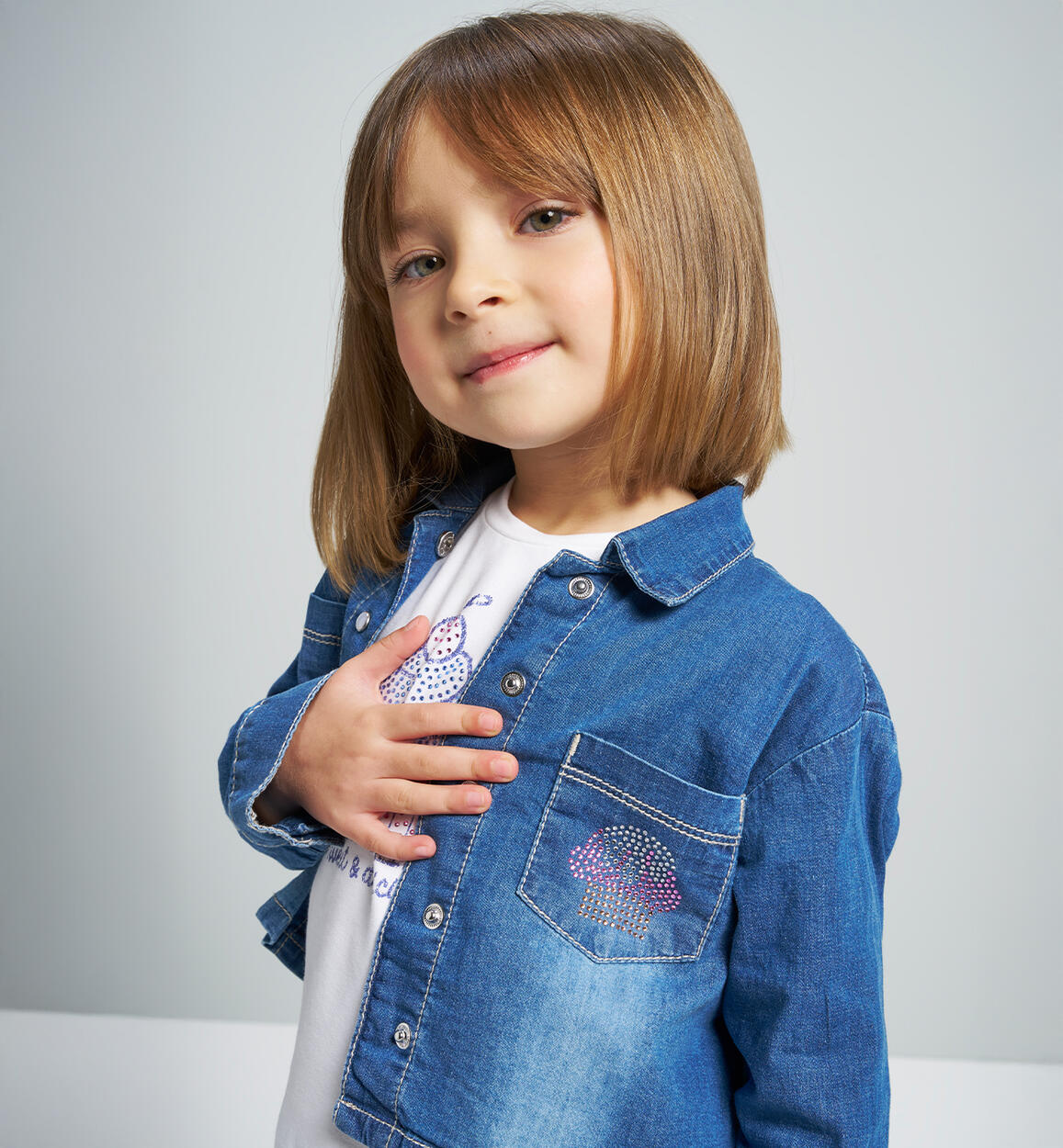 Camicia jeans bambina BLU Sarabanda