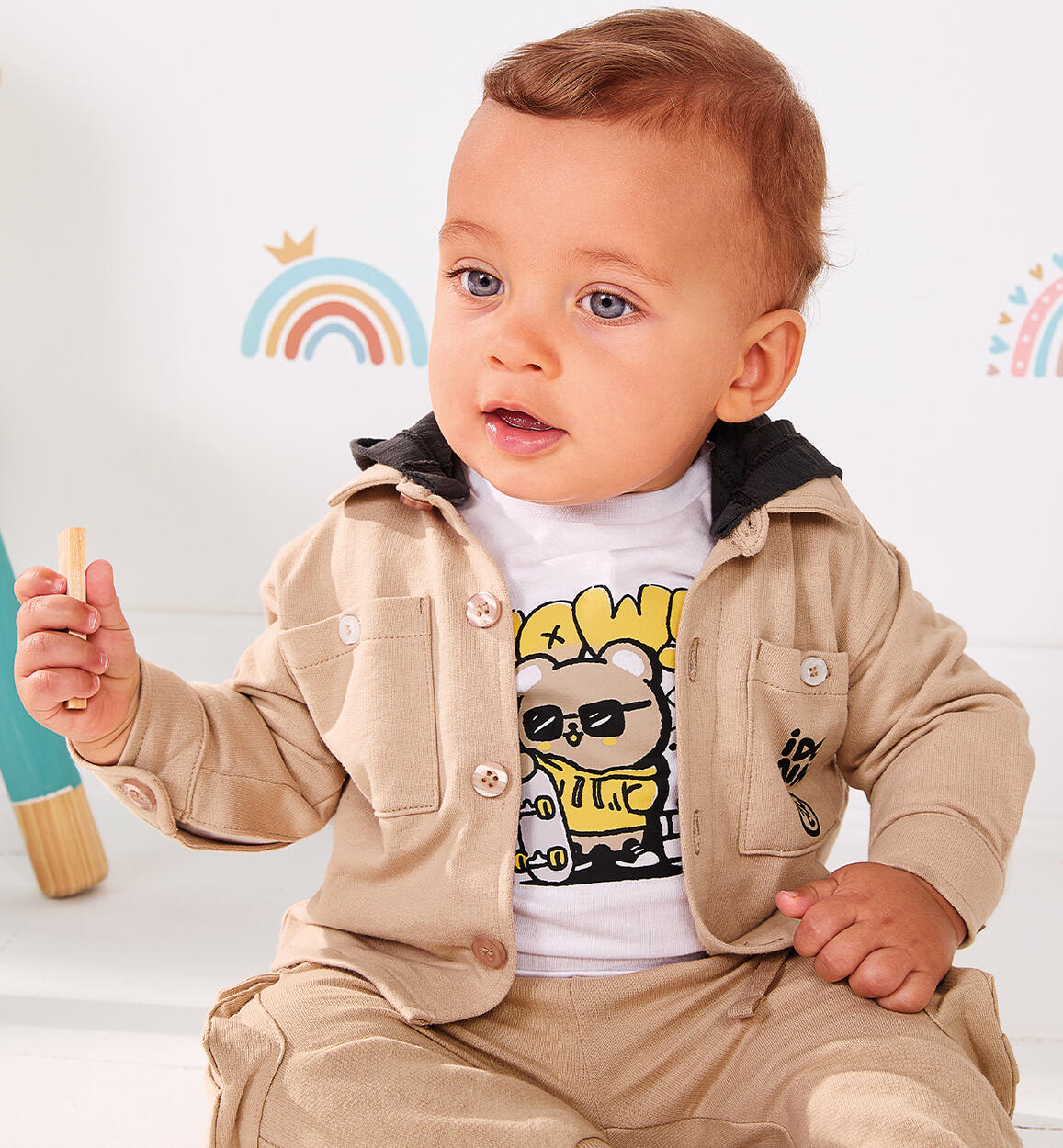 Camicia per neonato BEIGE iDO