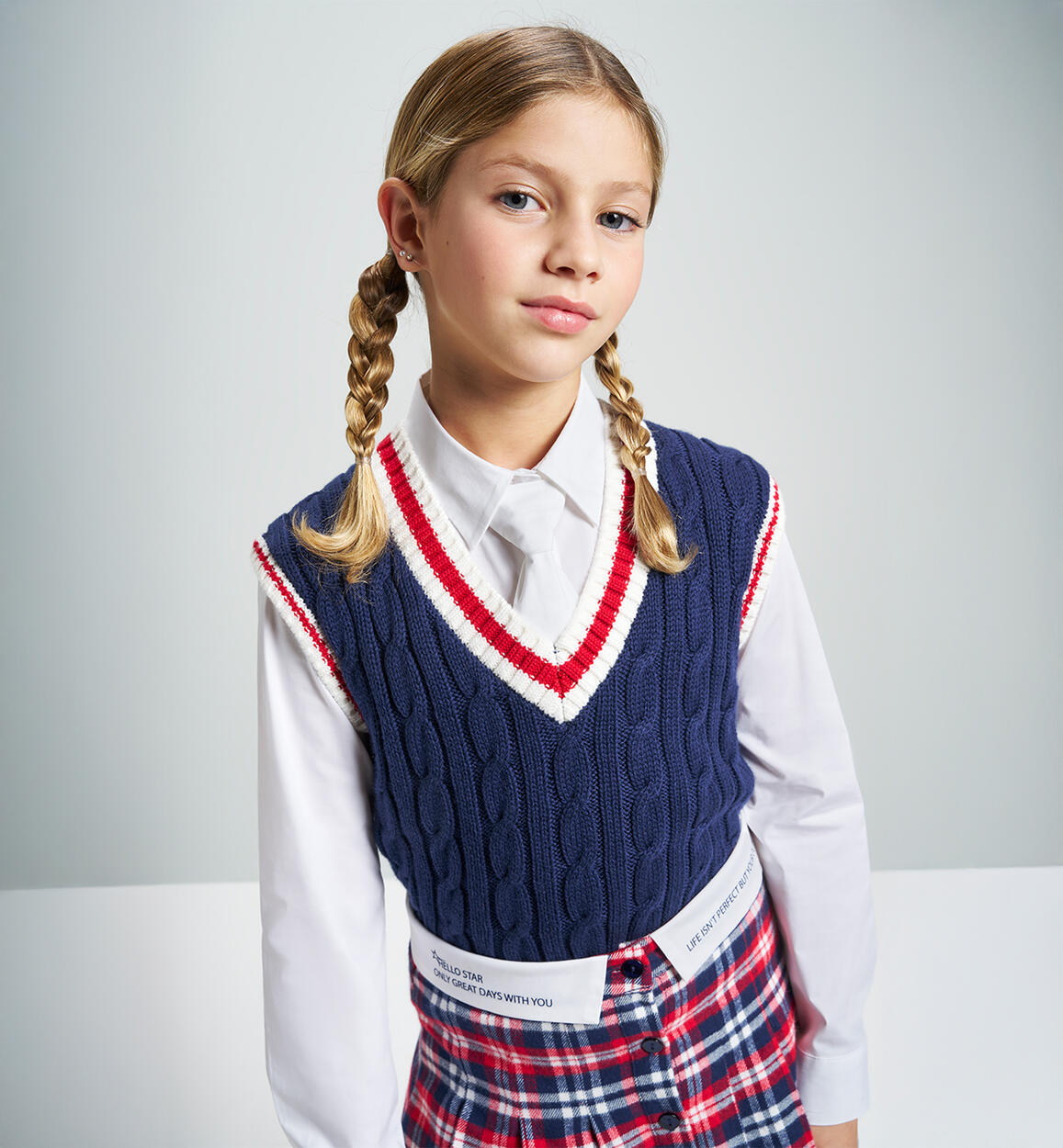 Camicia ragazza con cravatta BIANCO iDO