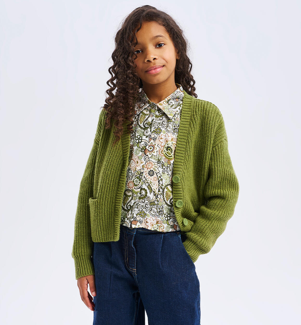 Camicia ragazza stampa allover VERDE iDO