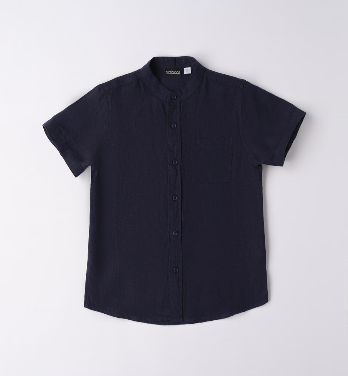 Camicia ragazzo manica corta 100% lino BLU Sarabanda