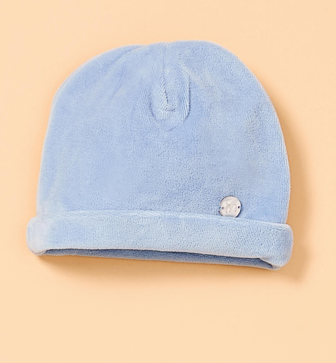 Cappellino ciniglia neonato AZZURRO Minibanda