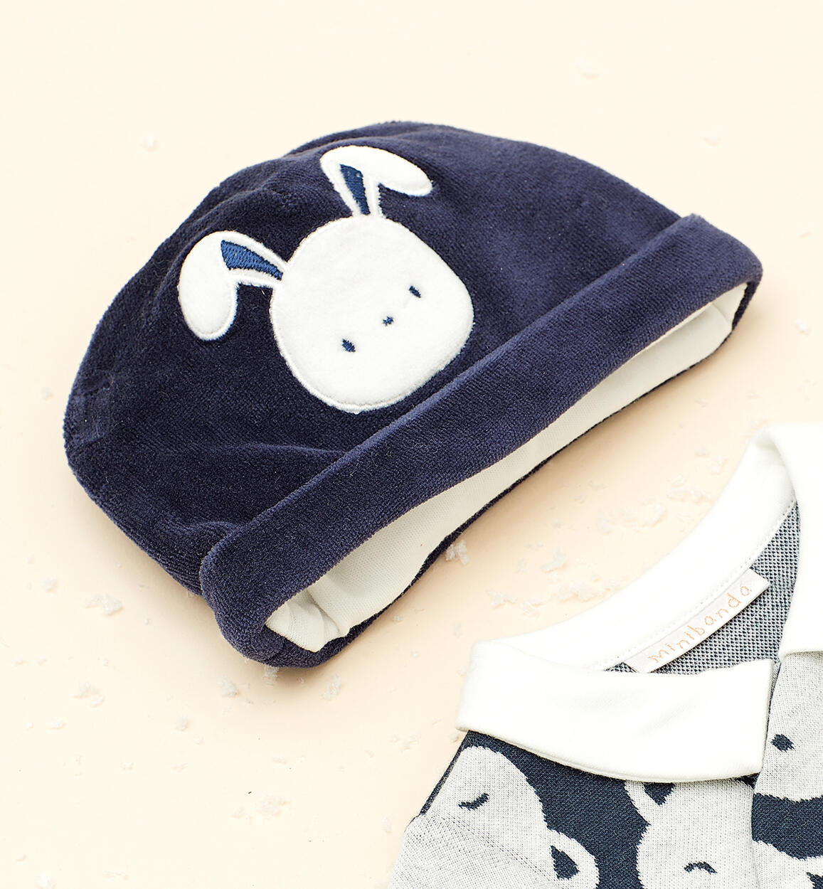 Minibanda new-born chenille hat from 0 to 24 months BLUE Minibanda