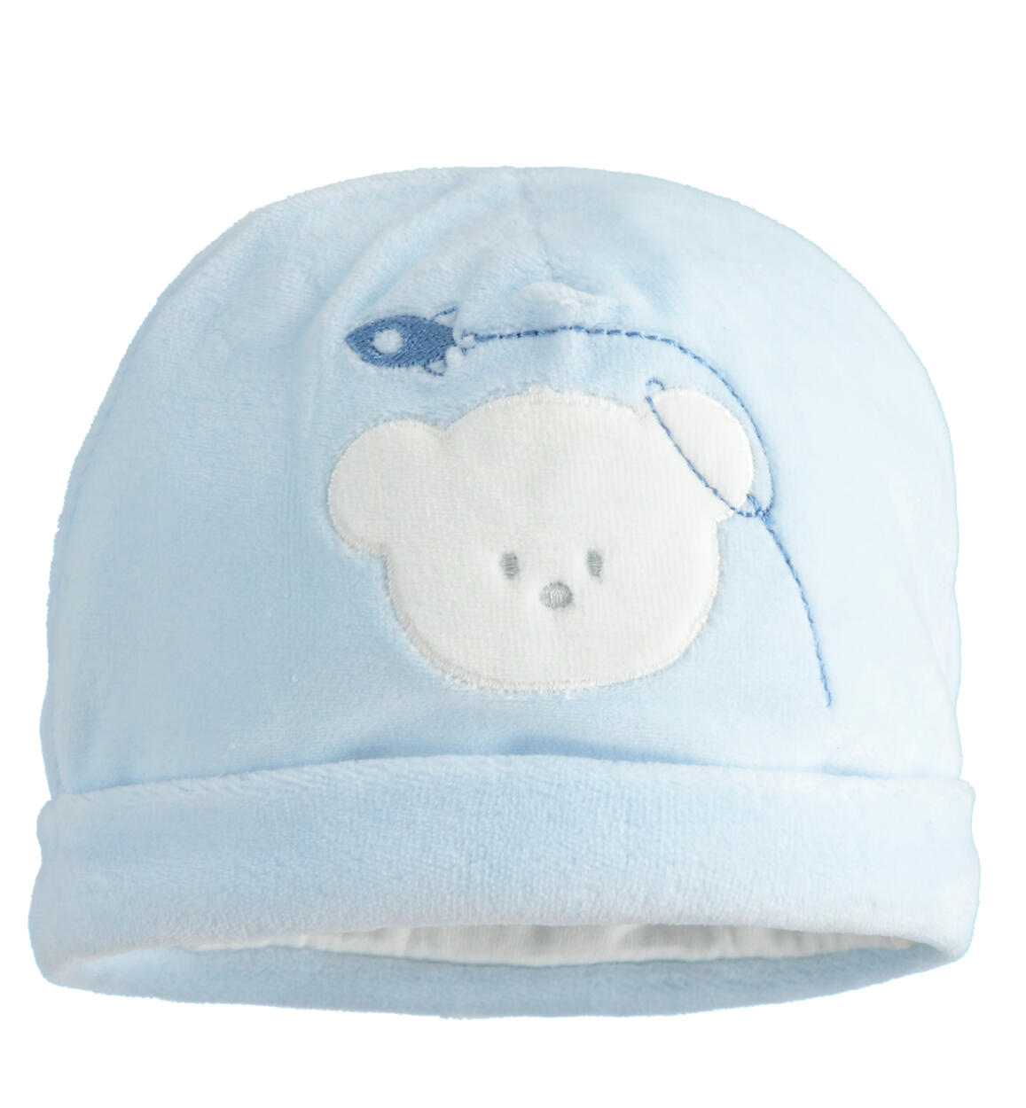 Chenille newborn baby hat from 0 months to 18 months iDO LIGHT BLUE iDO