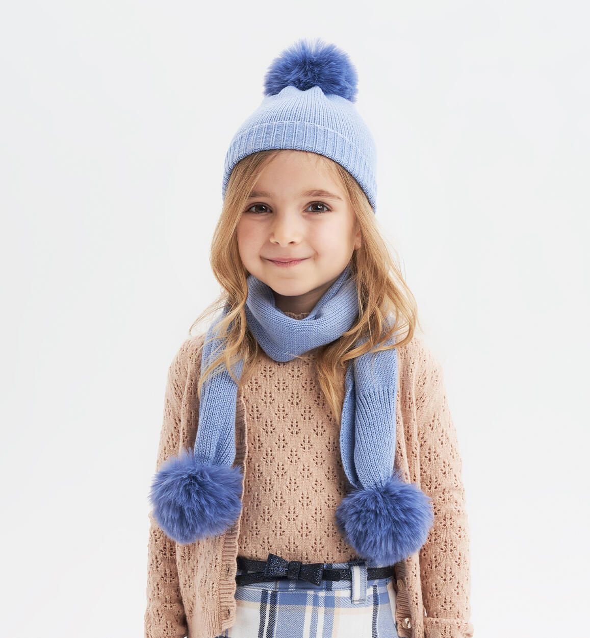 iDO hat with a pompom for girls from 6 months to 7 years BLUE iDO