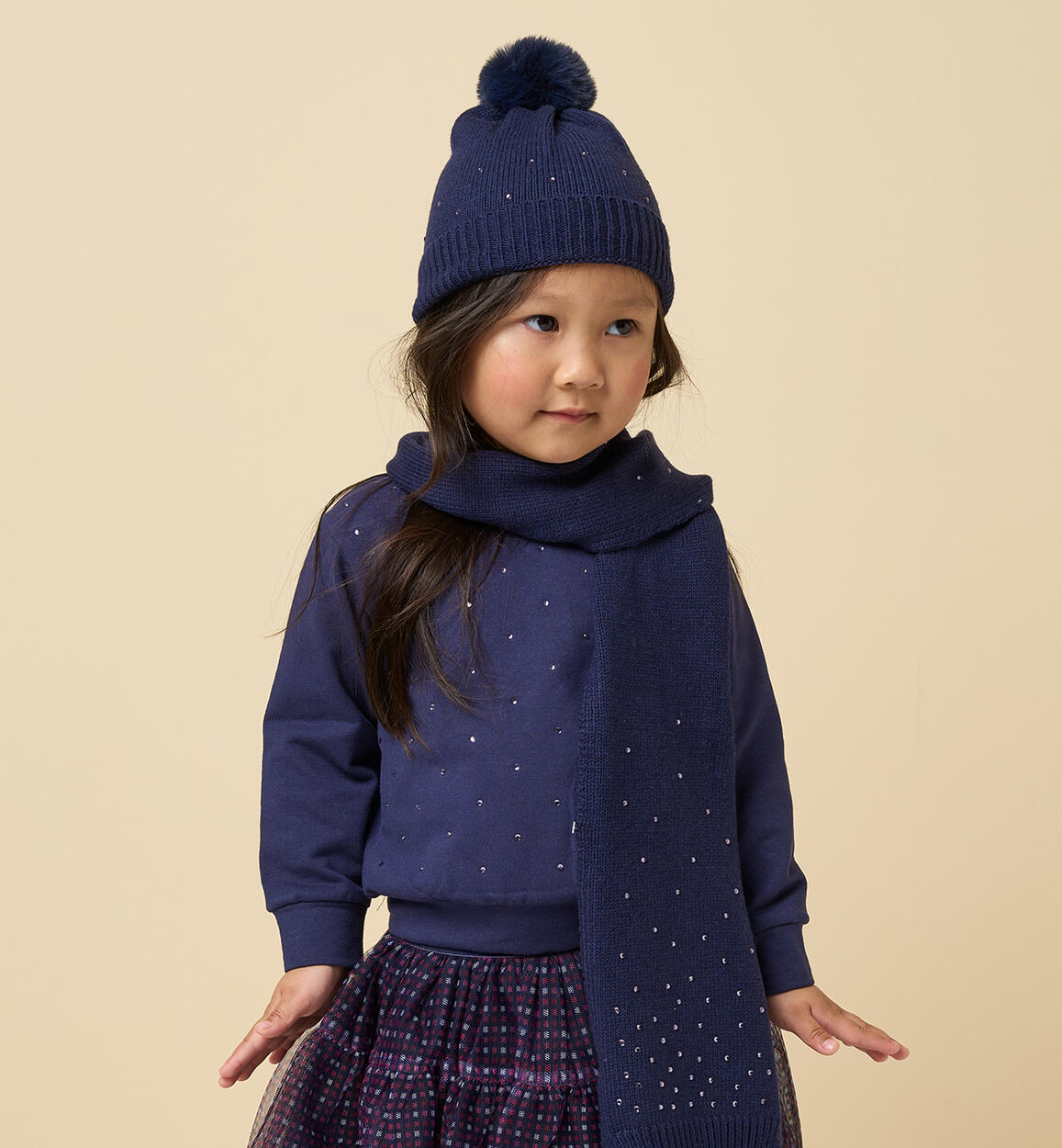 Cappello con pon pon bambina BLU iDO